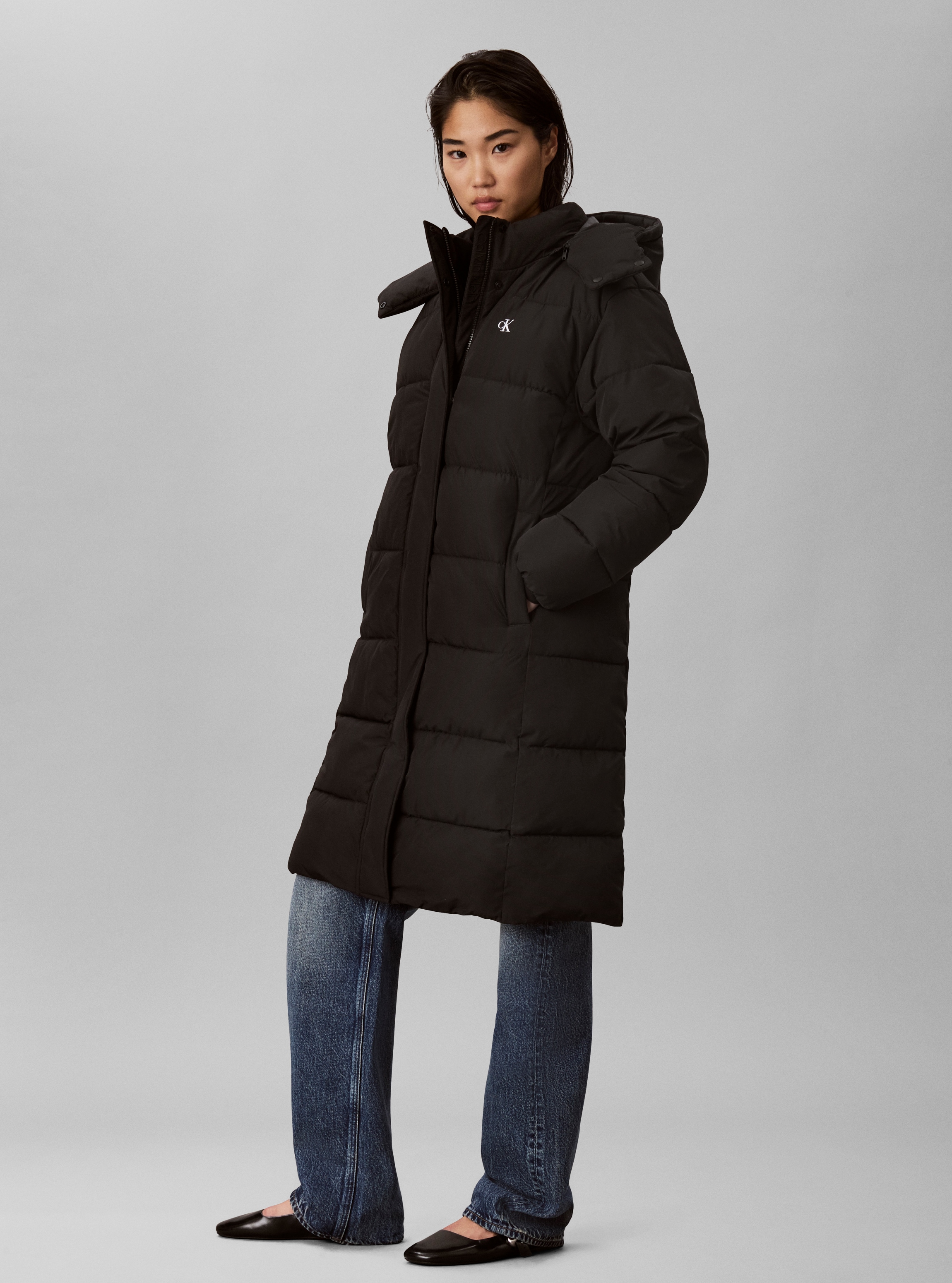 Calvin Klein Jeans Steppmantel »MATTE LONG PUFFER« Regular fit mit Kapuze