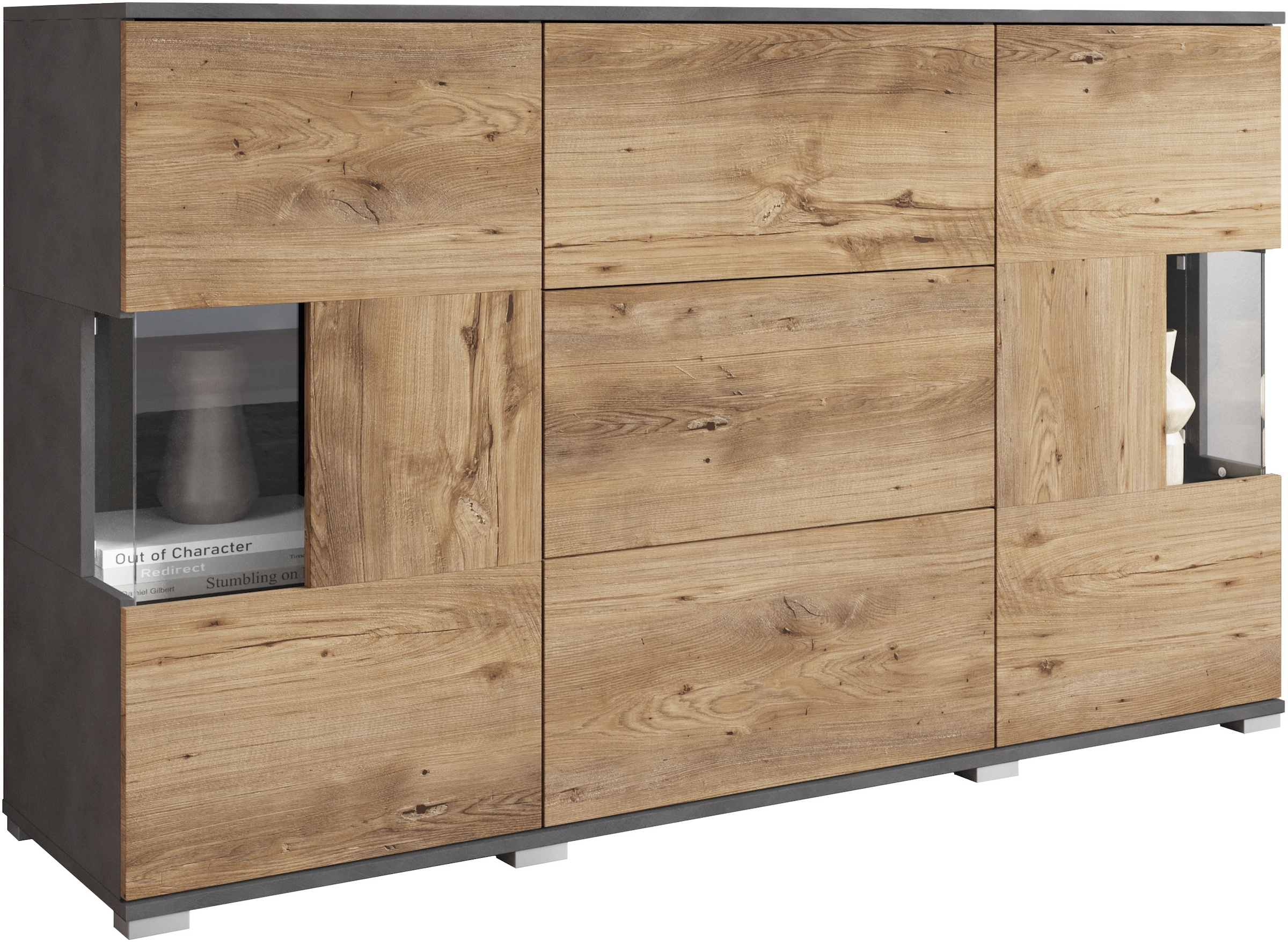 INOSIGN Sideboard »Kenia«, (1 St.), Sideboard mit 3 Schubladen, 6 Fächern, Glastüren, Breite 150 cm
