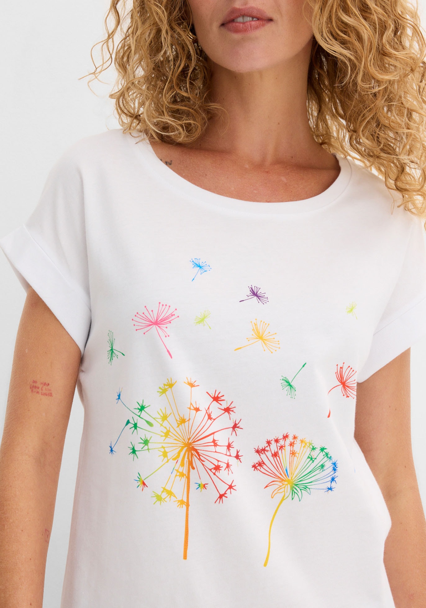 bonprix T-Shirt bequeme Passform, Kurzarm-Design, aus Baumwolle