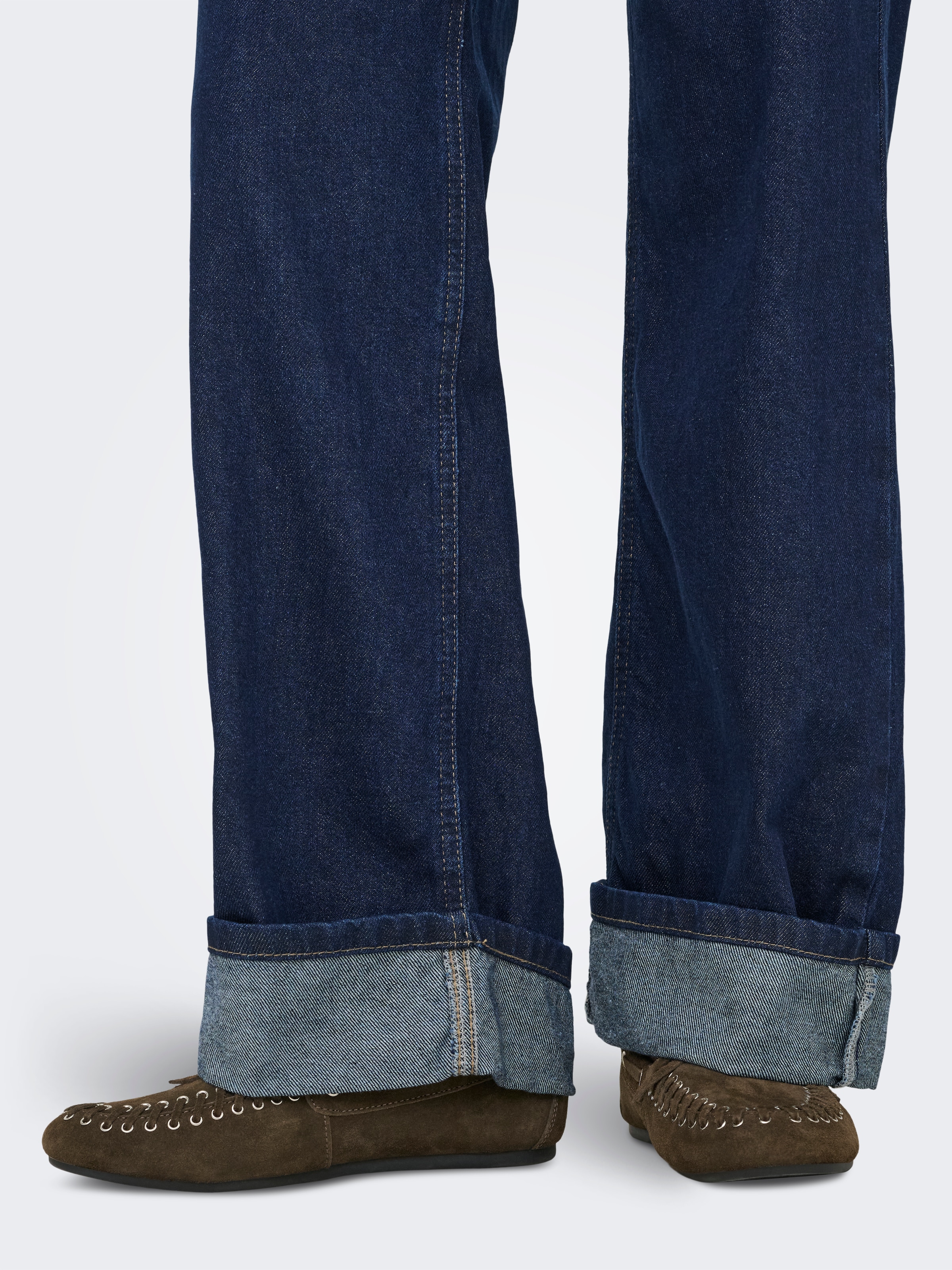 ONLY Weite Jeans »ONLELLA MW WIDE FOLDUP DNM TAI988« Baumwolle, regular waist, wide fit