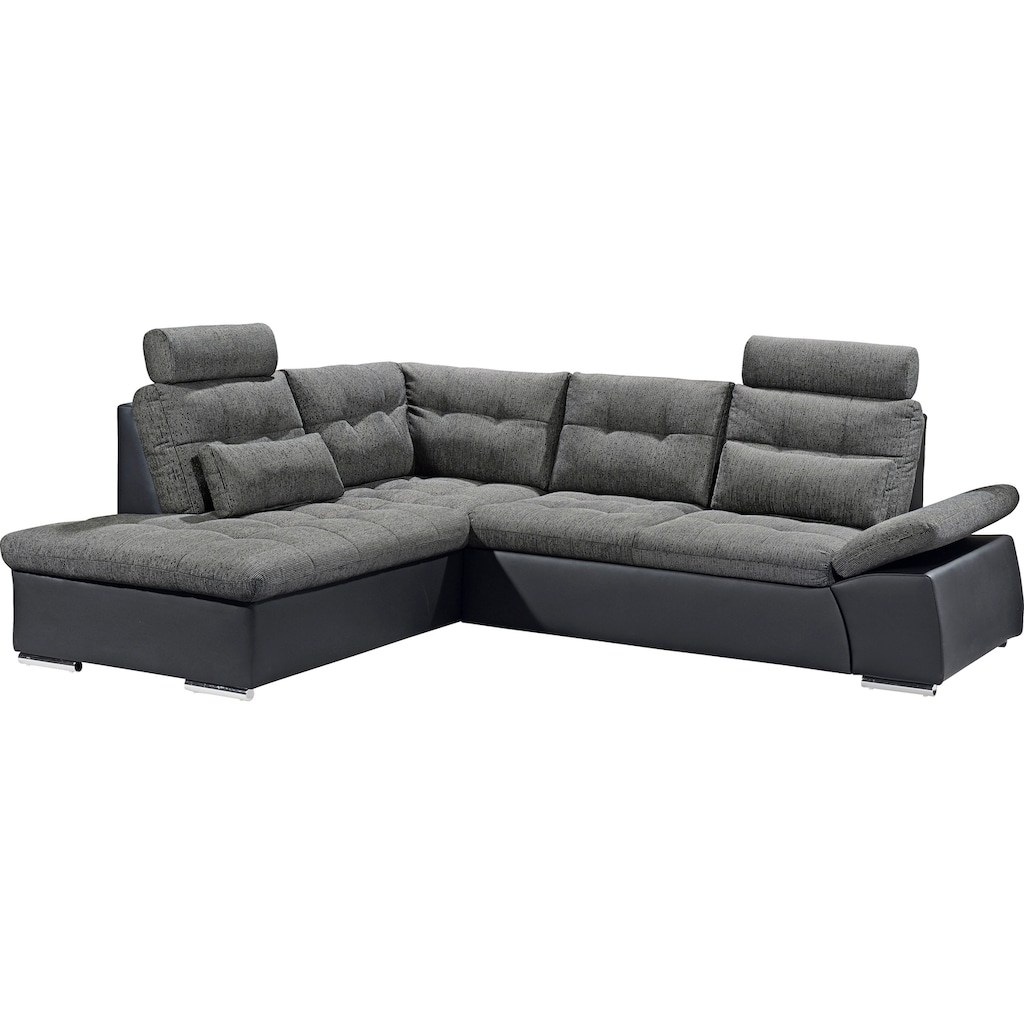 ED EXCITING DESIGN Ecksofa »Jakarta«, mit Bettfunktion, Kopfstützen, Nierenkissen etc.
