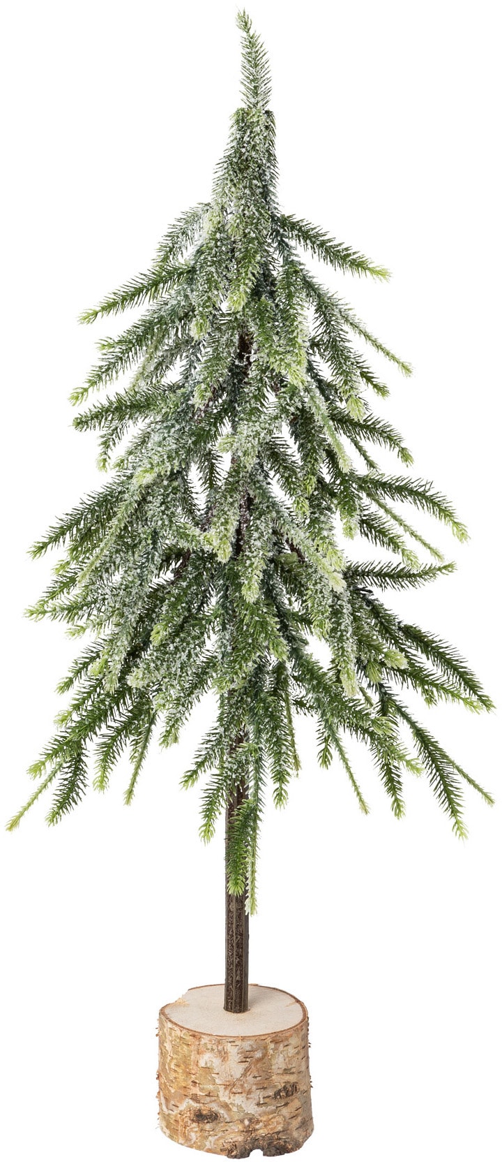 Dekobaum »Janosch, Weihnachtsdeko«, Fichtenstamm mit beschneiten Zweigen auf Holzsockel