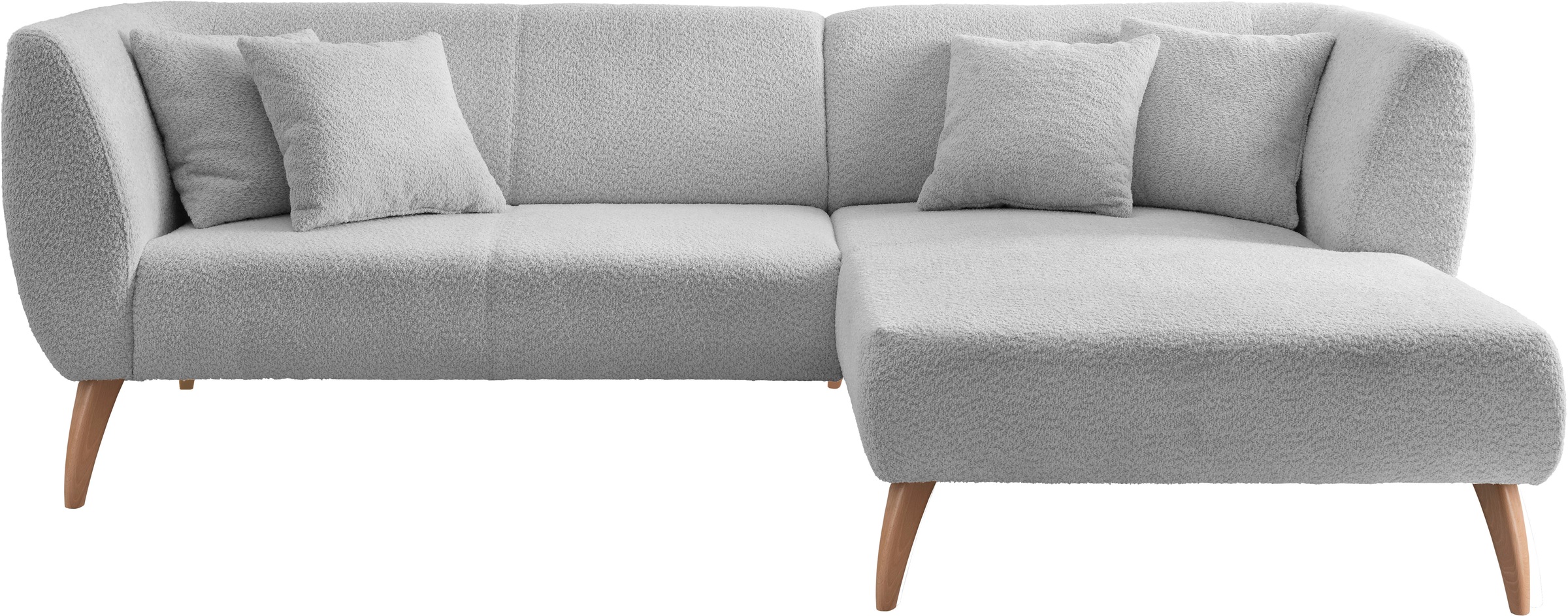 INOSIGN Ecksofa »Colori L-Form«, Holzfußfarbe wählbar, inkl. 4x Zierkissen