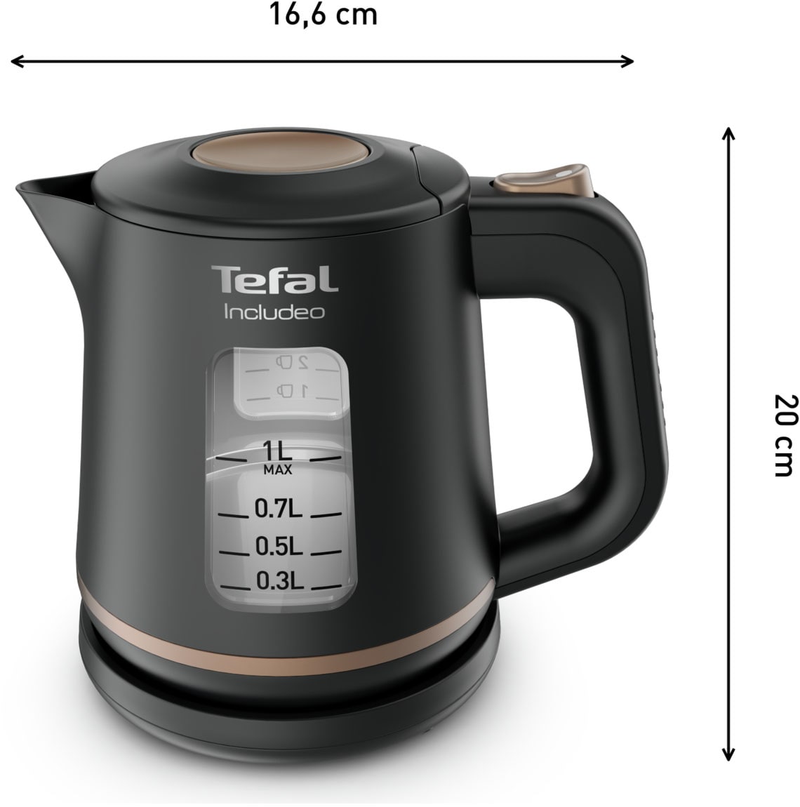 Tefal Wasserkocher »KI5338 Includeo« 1 l 2400 W Anti-Rutsch-Griff, Wasserstandsanzeige, herausnehmbarer Filter