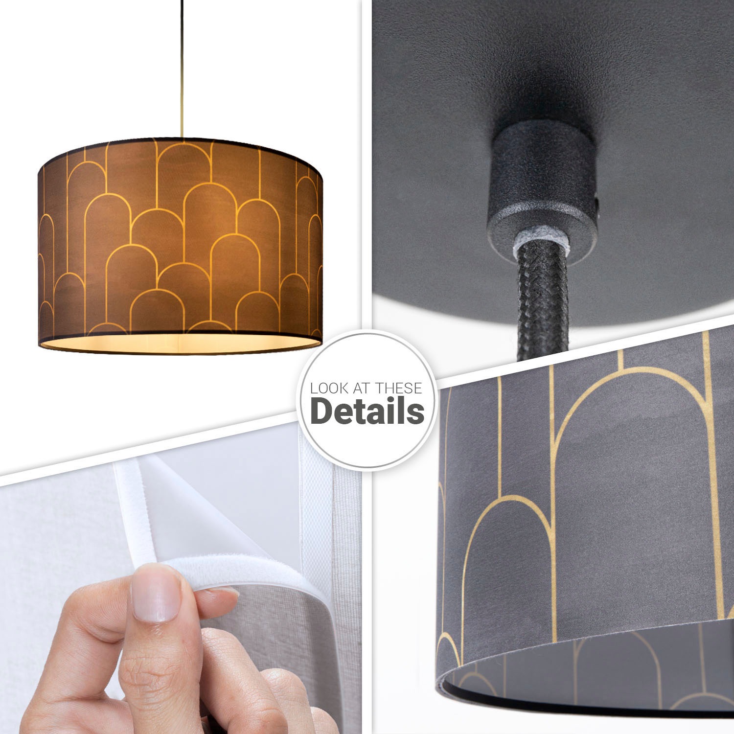 Paco Home Pendelleuchte »Hugo Pillar«, Leuchtmittel E27 | ohne Leuchtmittel, Hängeleuchte Vintage Wohnzimmerlampe Mit Lampenschirm Modern