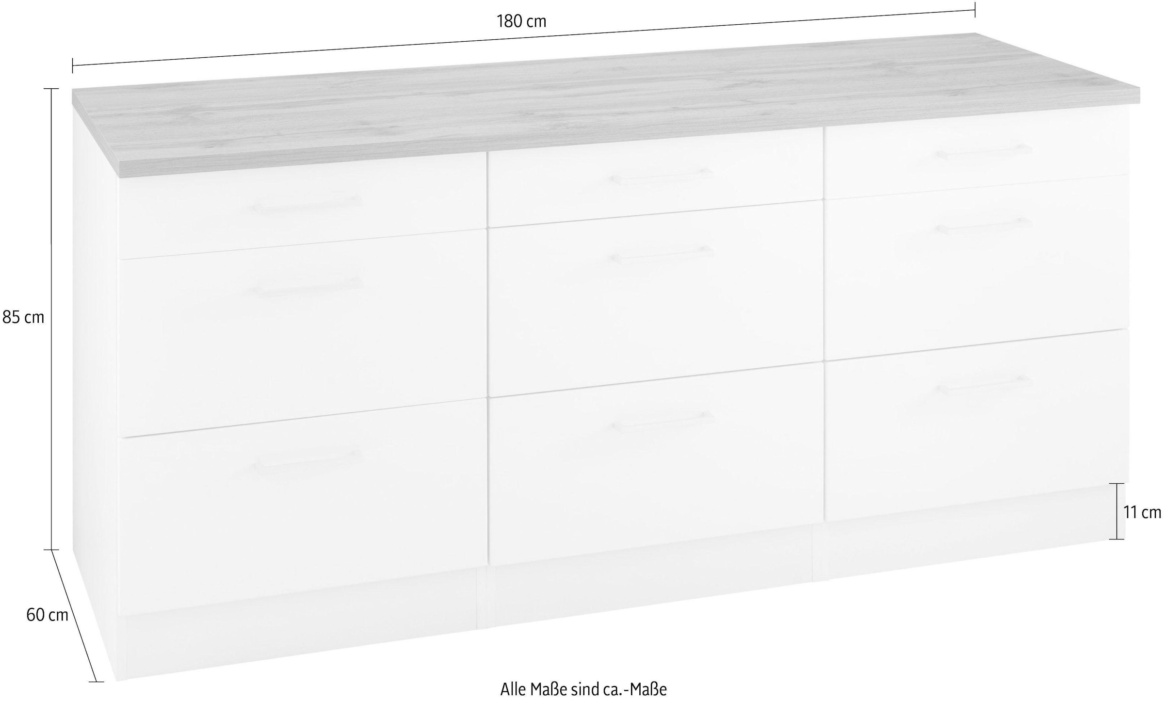 KOCHSTATION Unterschrank »KS-Kehl«, Breite 180 cm