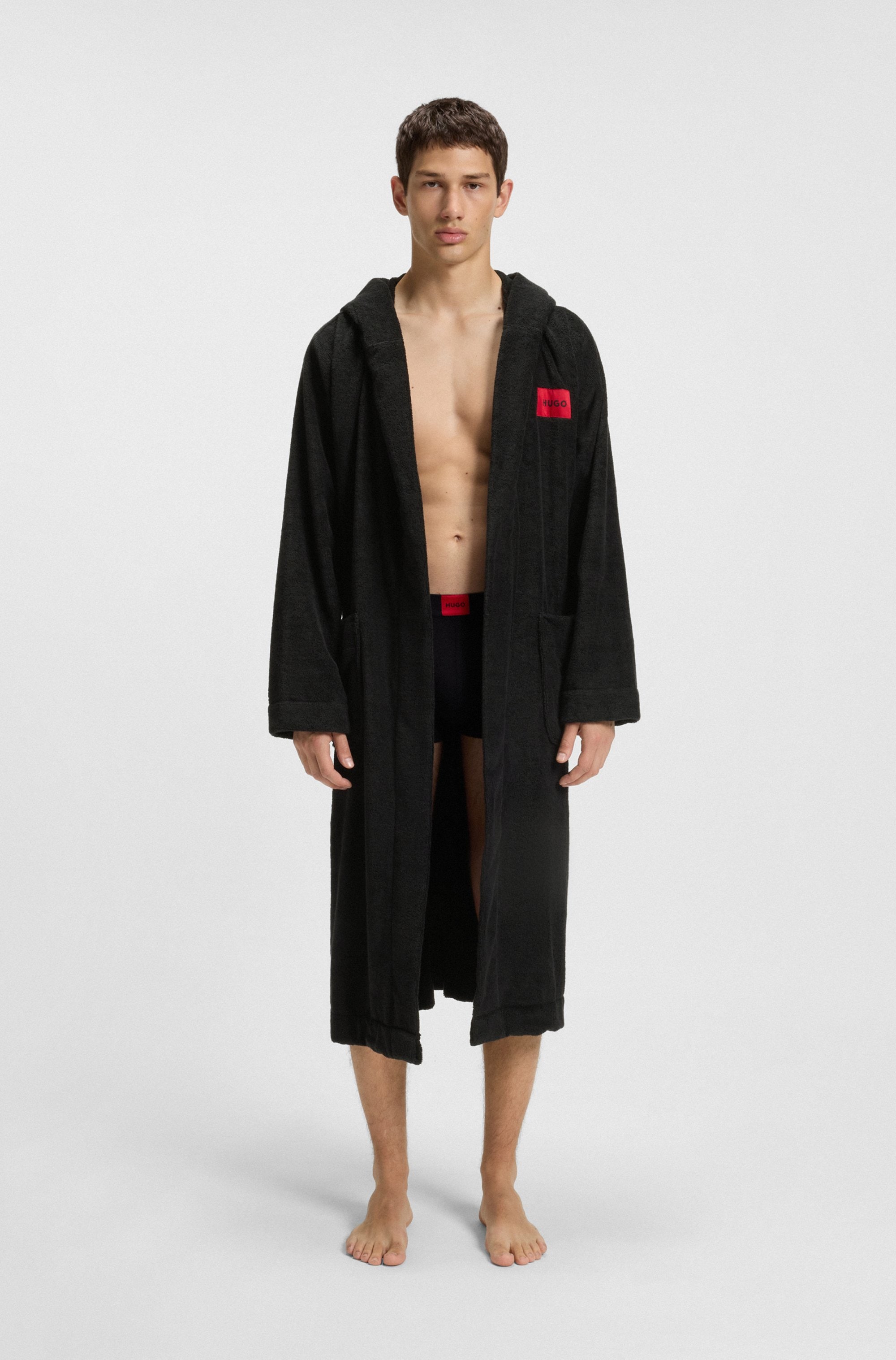 HUGO Underwear Bademantel »Terry Gown Hooded«, mit Kapuze & kontrastfarbenen Logo