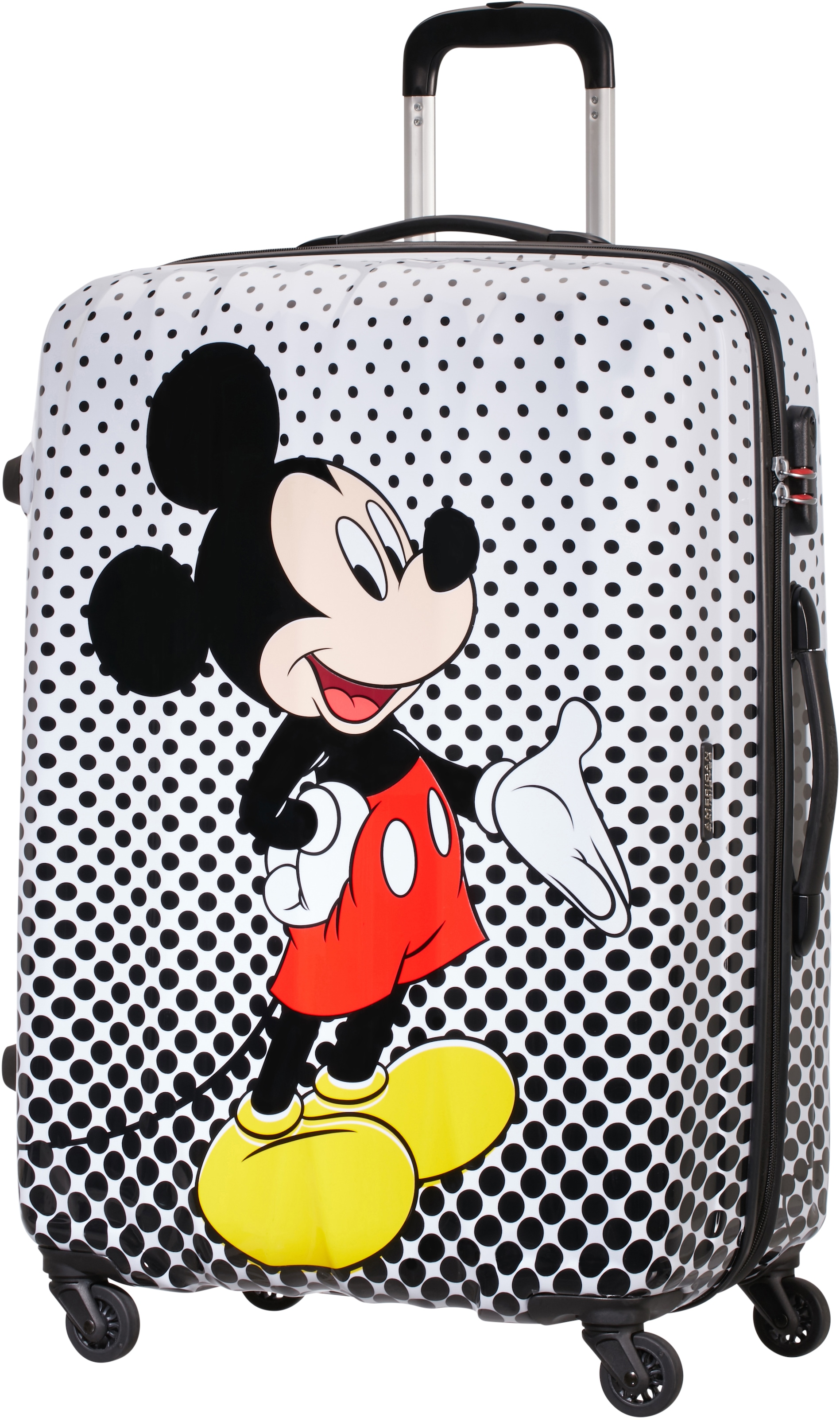 American Tourister® Hartschalen-Trolley »Disney Legends, Mickey Mouse Polka Dots, 75 cm«, 4 Rollen, Kinderreisekofferr Reisekoffer Aufgabegepäck Zahlenschloss