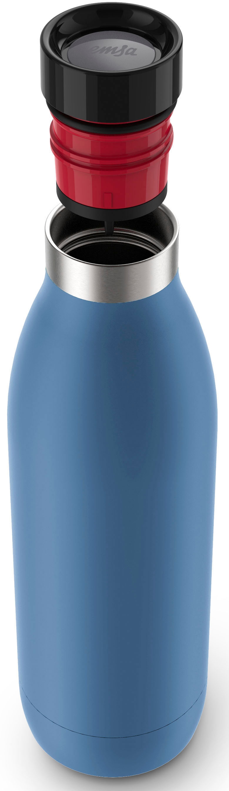 Emsa Isolierflasche »Trinkflasche Bludrop«, (1 tlg.), Edelstahl, Quick-Press Deckel, 360° Trinkgenuss, 12h warm/24h kühl