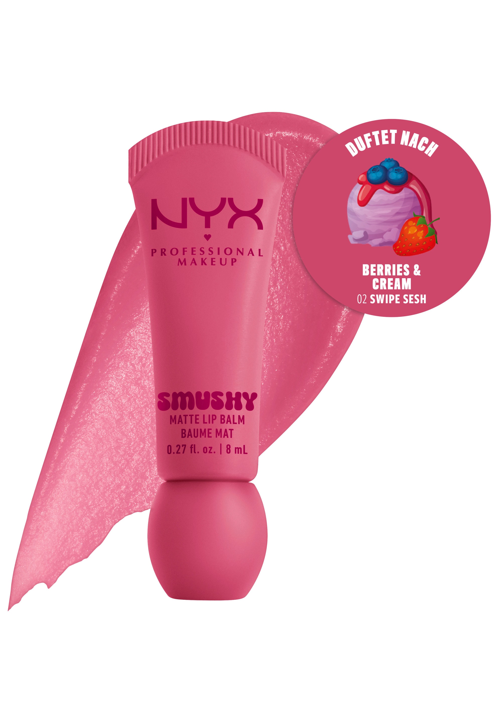 NYX Lippenbalsam »NYX Professional Makeup Smushy Matte Lip Balm« jeder der Farbtöne hat einen einzigartigen, süßen Duft