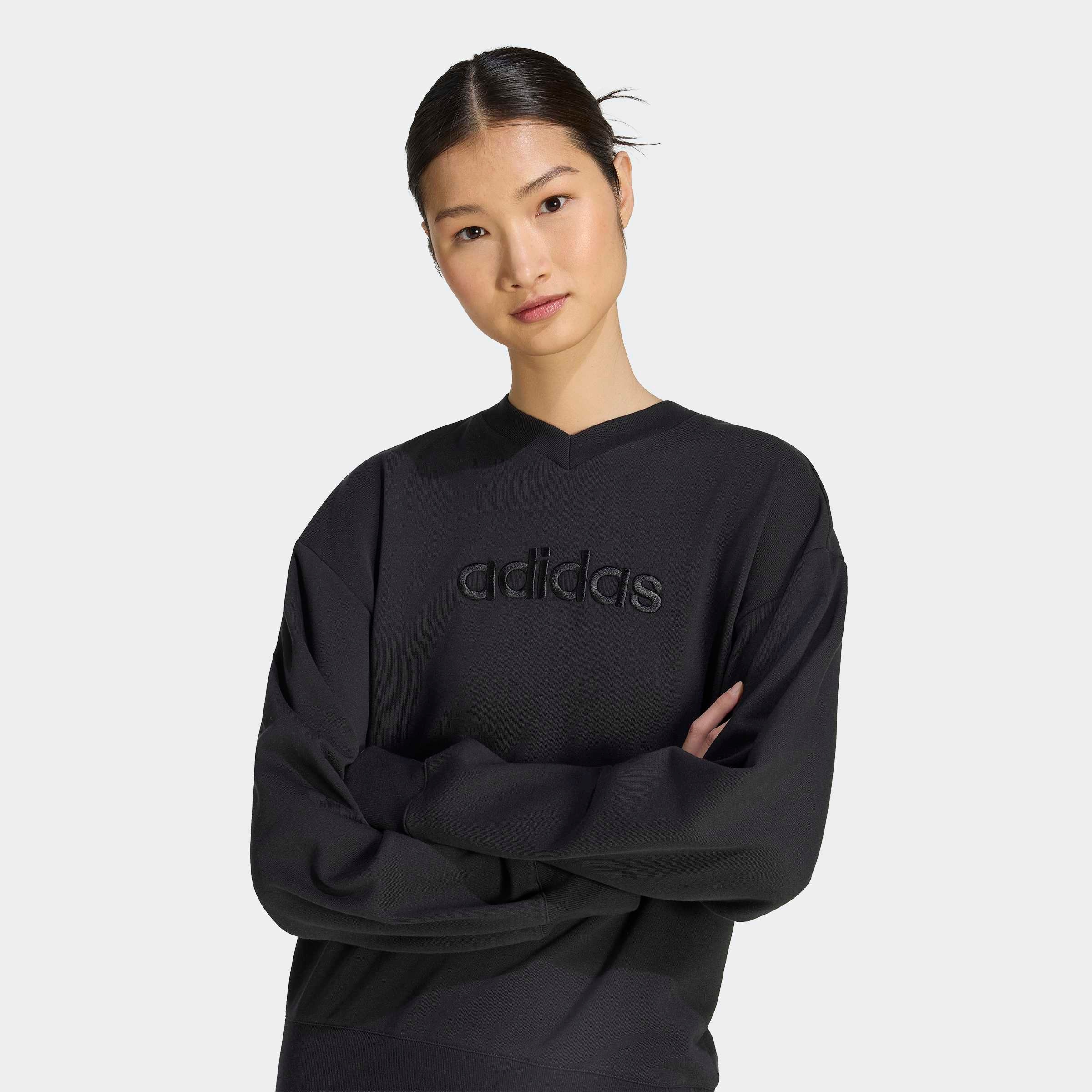adidas Sportswear Sweatshirt »W SAT CRW«, mit V-Ausschnitt, ohne Verschluss, in normaler Länge
