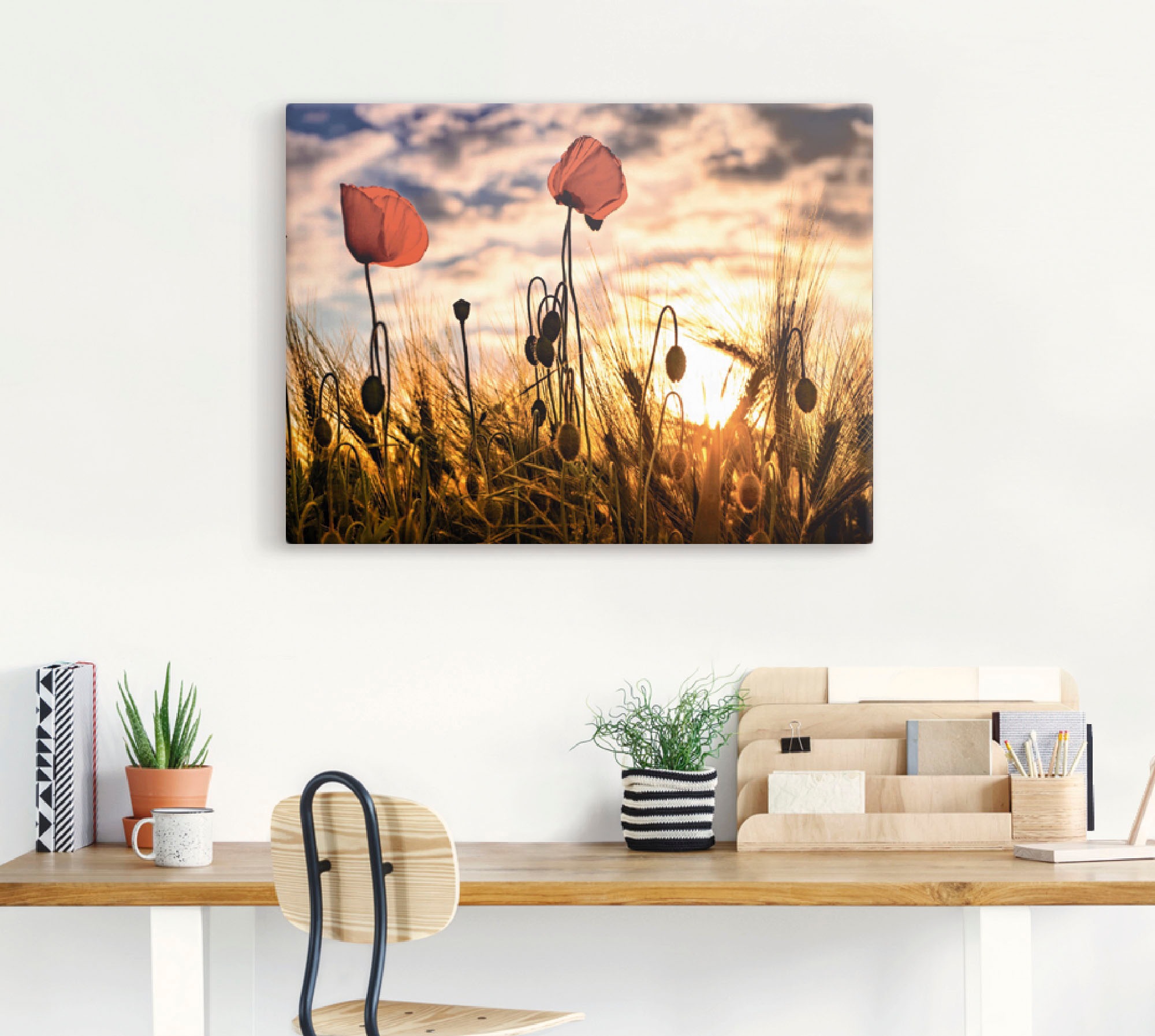 Artland Wandbild »Mohnblumen im Sonnenuntergang«, Blumen, (1 St.), als Alubild, Outdoorbild, Leinwandbild, Poster, Wandaufkleber