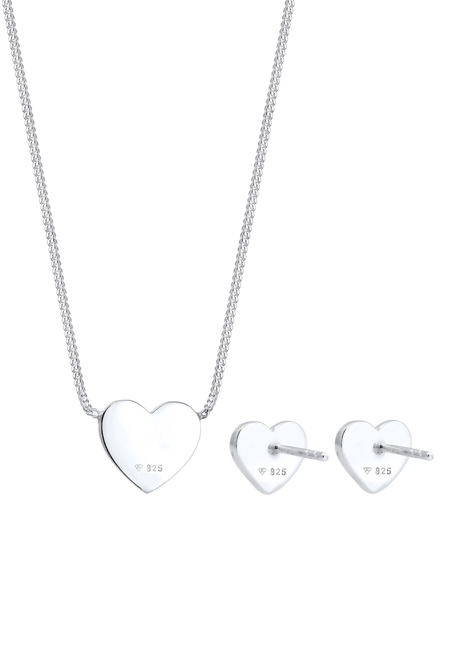 Elli Ohrring und Ketten Set »Schmuckset Herz Glas Kristalle Weiß 925 Sterling Silber«