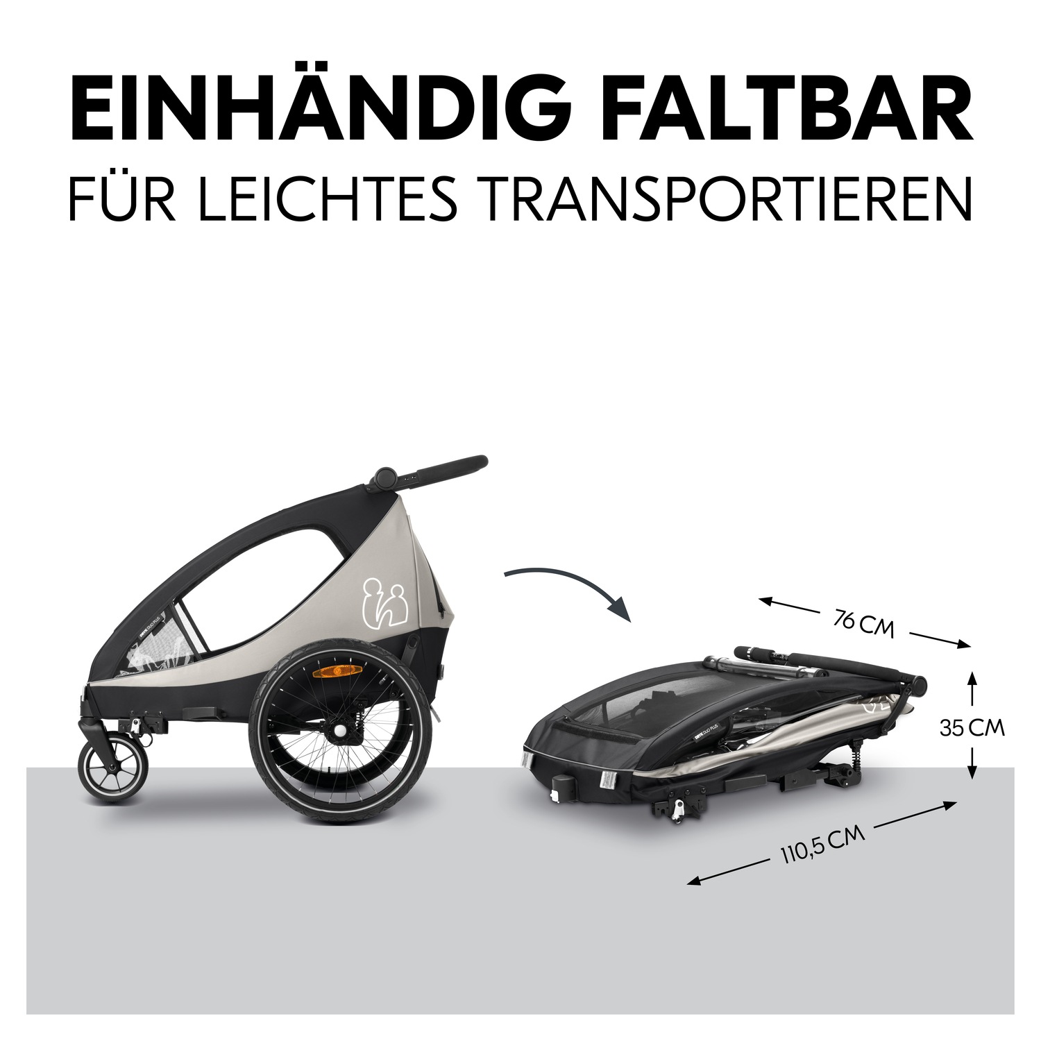 Hauck Fahrradkinderanhänger »2in1 Bike Trailer und Buggy Dryk Duo Plus, black«, für 2 Kinder; inklusive Deichsel