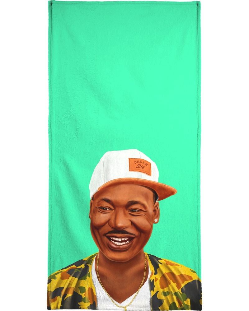 Juniqe Handtuch »Martin Luther King«, (1 St.), Weiche Frottee-Veloursqualität