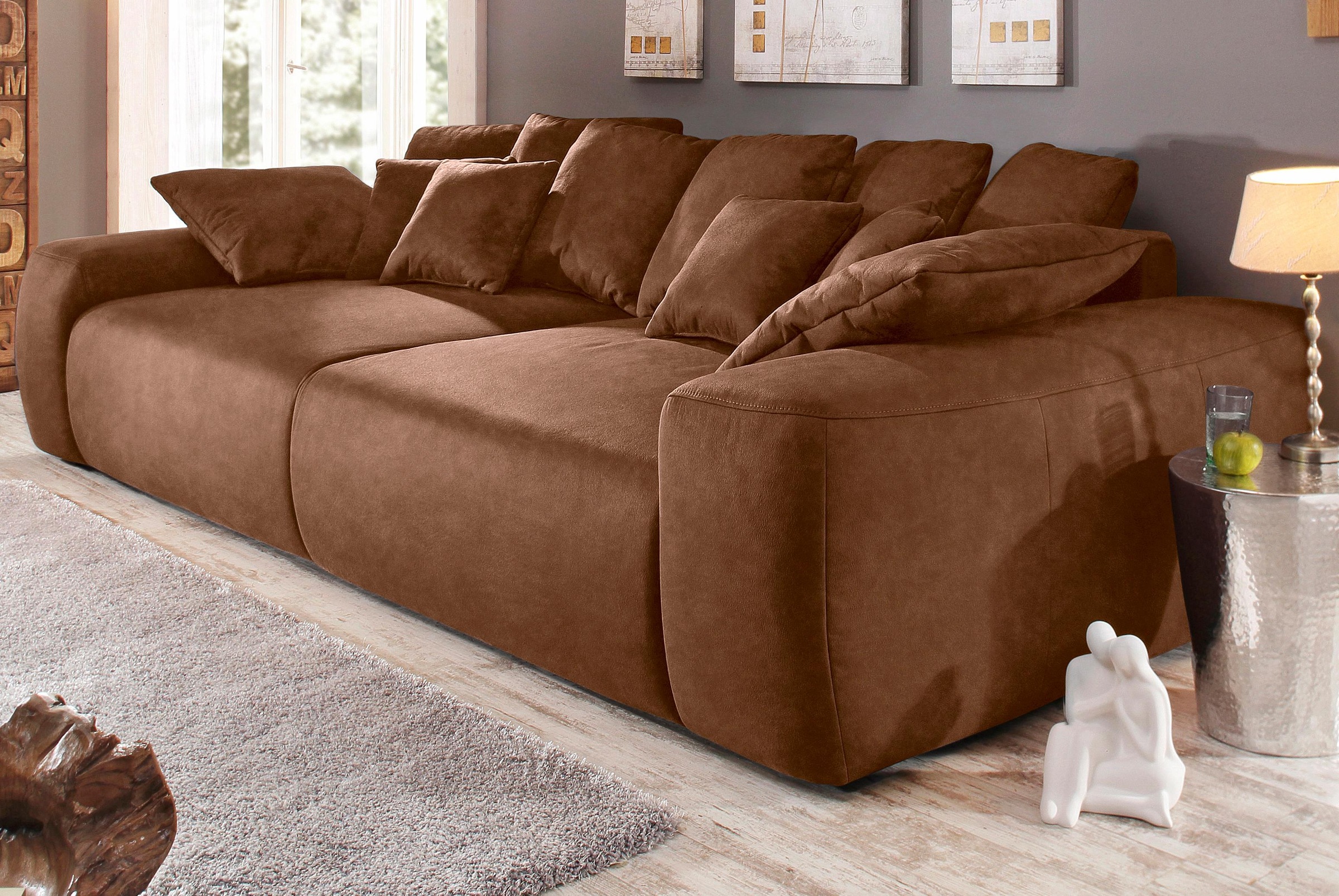 Home affaire Big-Sofa »Glamour«, Boxspringfederung, Breite 302 cm, Lounge Sofa mit vielen losen Kissen