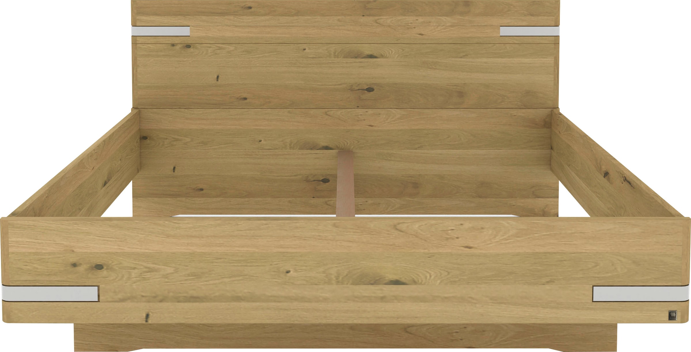 Musterring Holzbett »Savona, Bettgestell, Bettrahmen, teilmassiv Bianco-Eiche«, (Belastbarkeit 220 Kg, 4-fache Liegehöhenverstellung, MADE IN GERMANY), Kopfteil in Bianco-Eiche massiv, Details in Chrom, verschiedene Größen