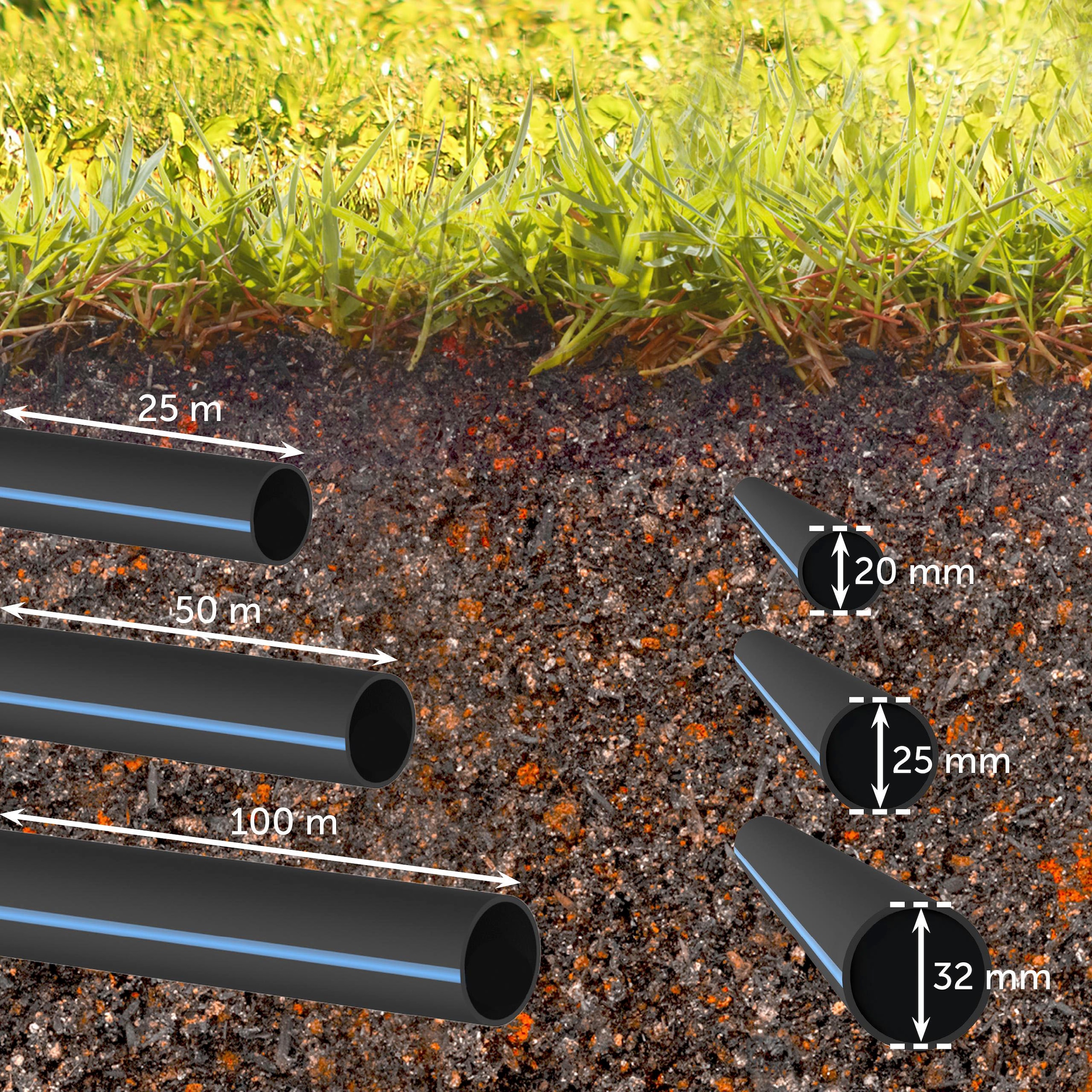 Kirchhoff Bewässerungsschlauch, Wasserleitung Gartenbewässerung 25 mm x 25 m