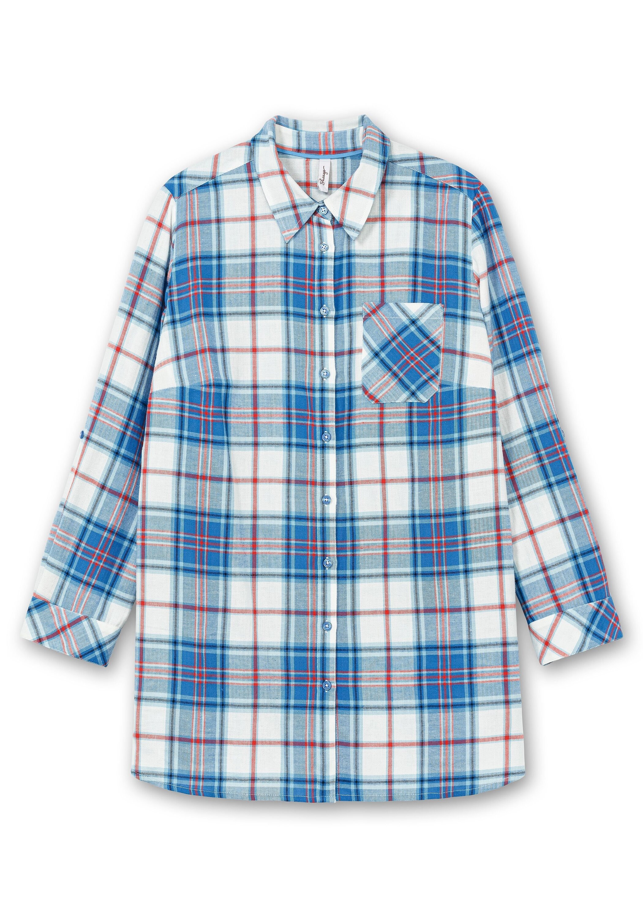 Sheego Longbluse »Karierte Longbluse aus Baumwoll-Flanell, mit Krempelärmeln«