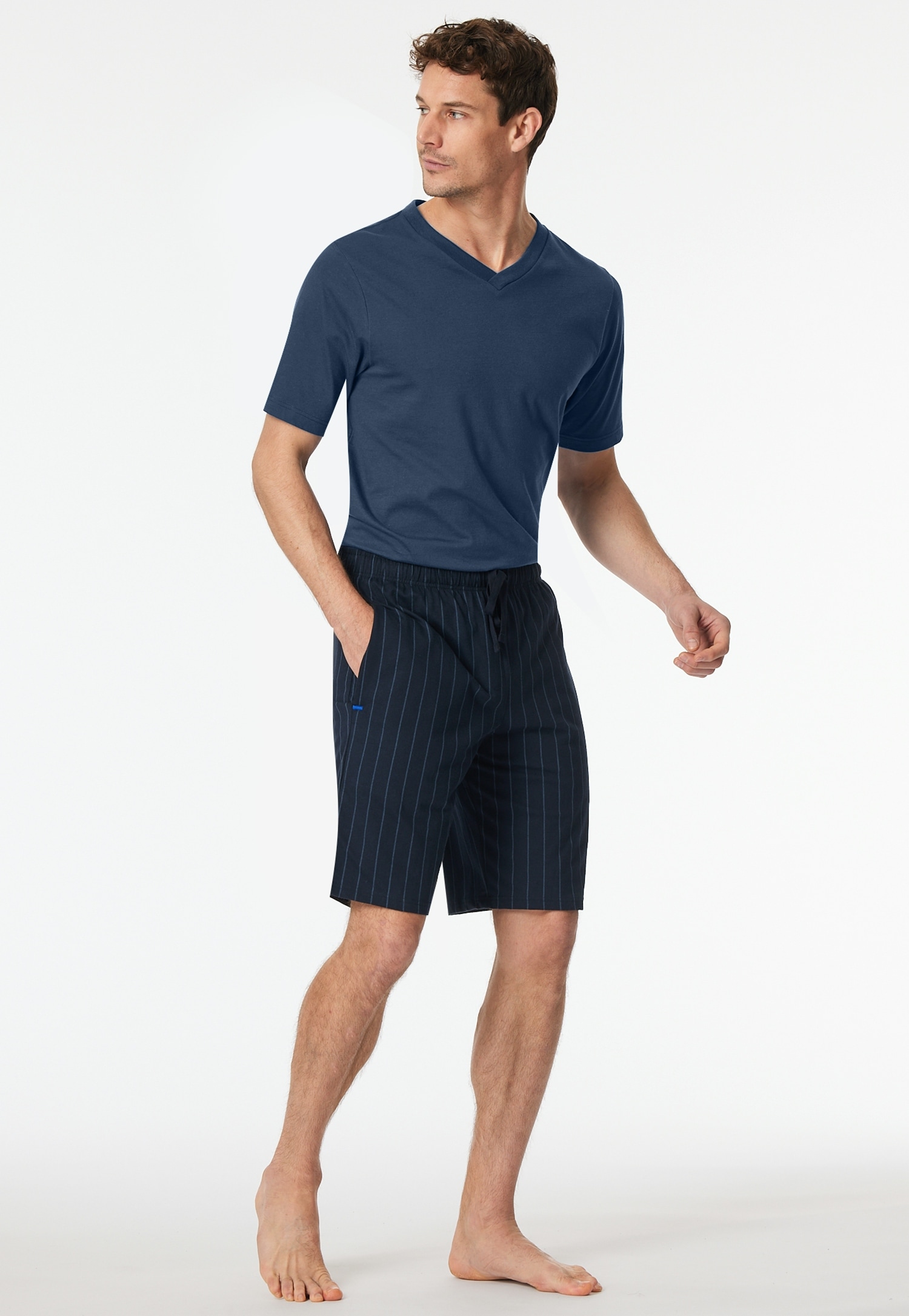 Schiesser Pyjamahose »Mix + Relax«, Baumwolle, seitliche Taschen, Bindekordel