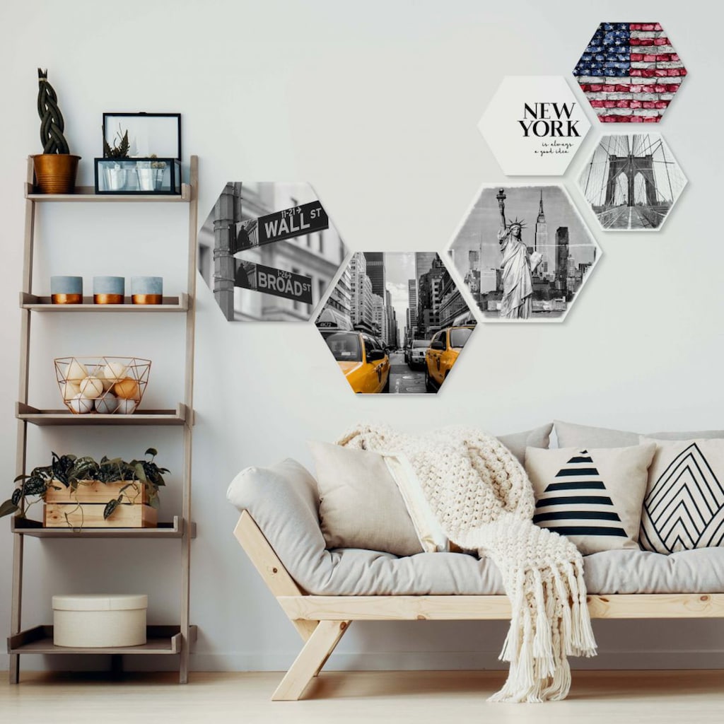Wall-Art Mehrteilige Bilder »Typisch New York Collage«, (Set, 6 St.)
