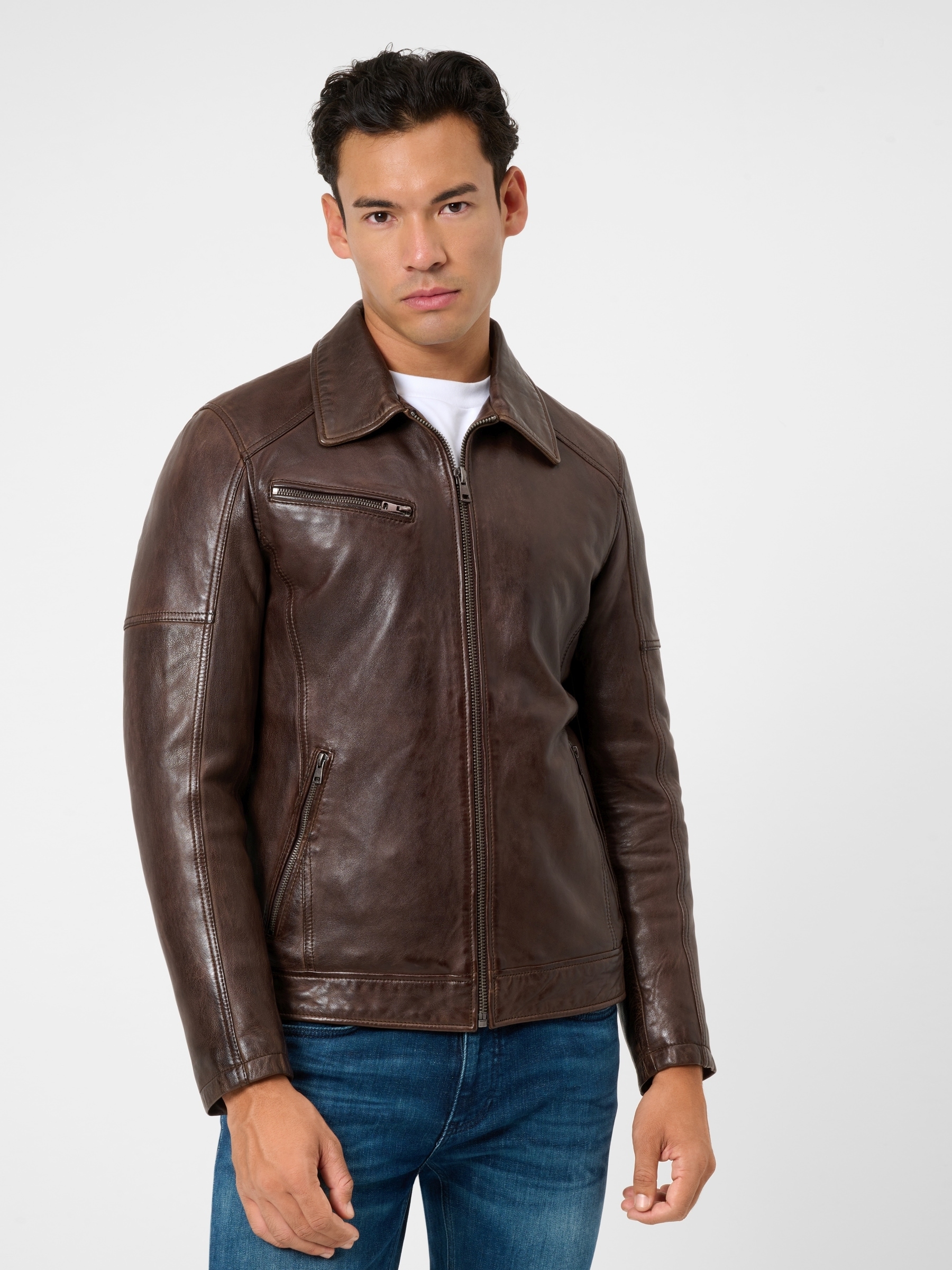 RICANO Lederjacke »Lederjacke Claude« ohne Kapuze Handgefertigt aus echtem Leder