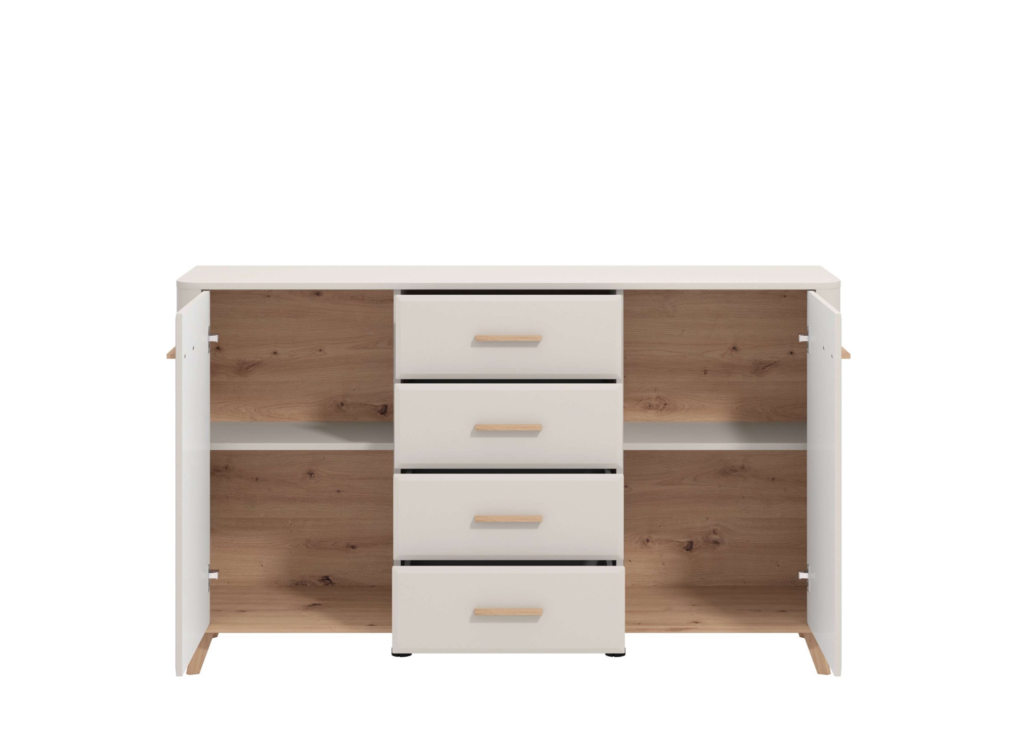 Home affaire Sideboard »Darwen Kombikommode, Sideboard, Schubladenkommode« Abgerundete Kanten, matte Kaschmir-Oberflächen, Gesamtmaße:154x40x90,5