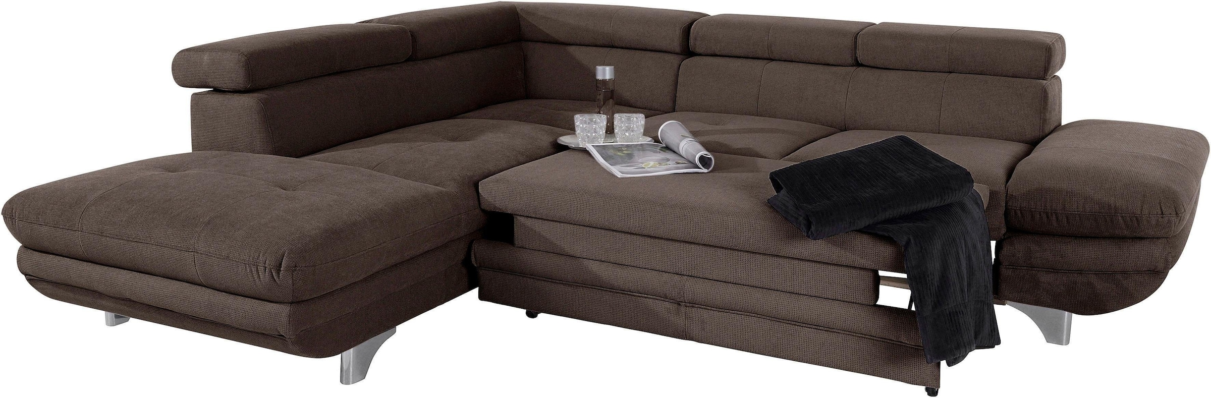 COTTA Polstergarnitur »Enterprise L-Form«, (Set), Set bestehend aus: Ecksofa mit Arm- & Kopfteilverstellung & Hocker