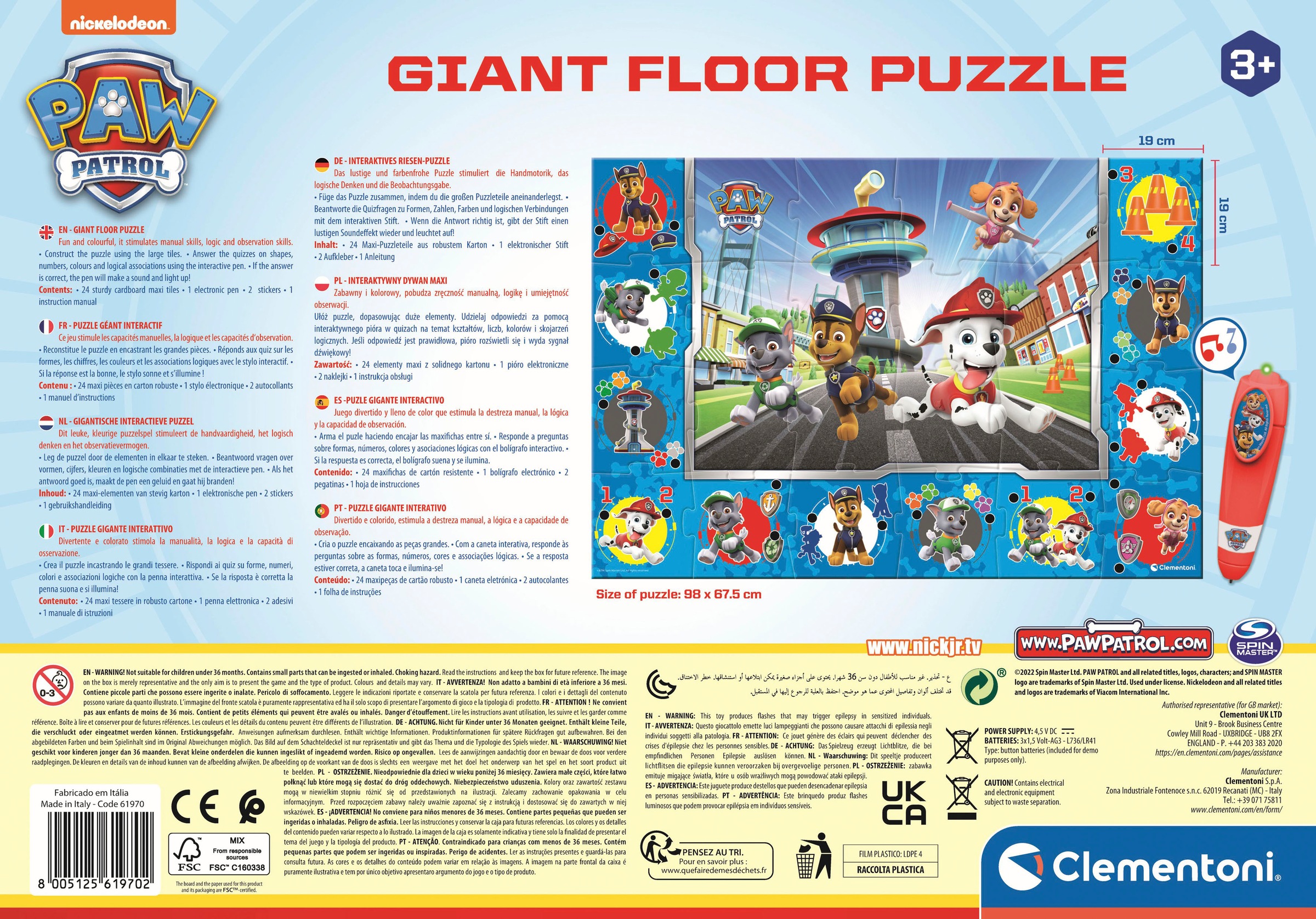 Clementoni® Puzzle »Quiz-Bodenpuzzle PAW Patrol«, Made in Europe; FSC® - schützt Wald - weltweit