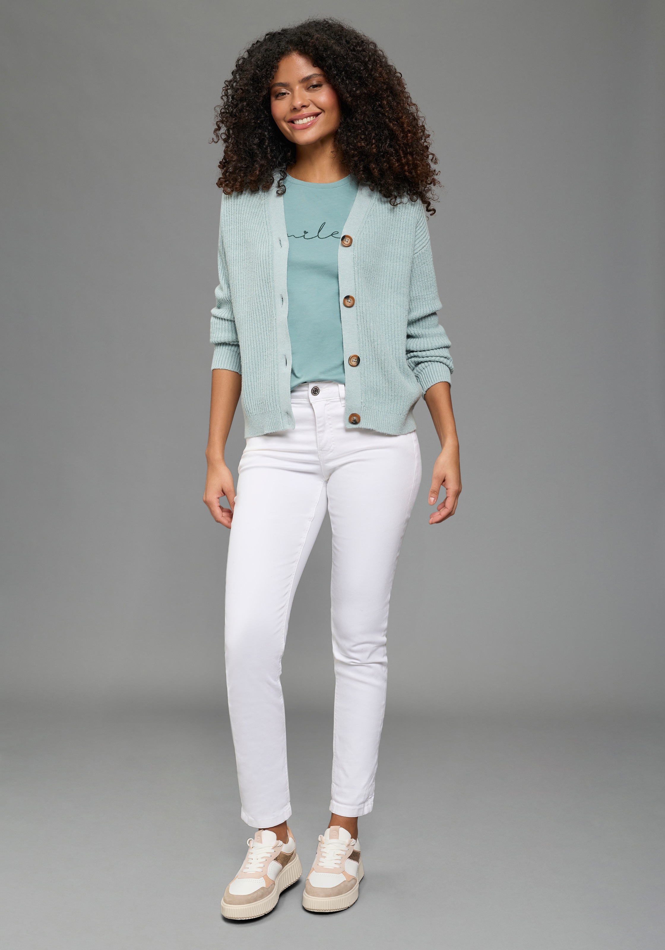 Laura Scott T-Shirt im Basic-Stil, mit Rundhalsausschnitt, aus elastischem Single Jersey