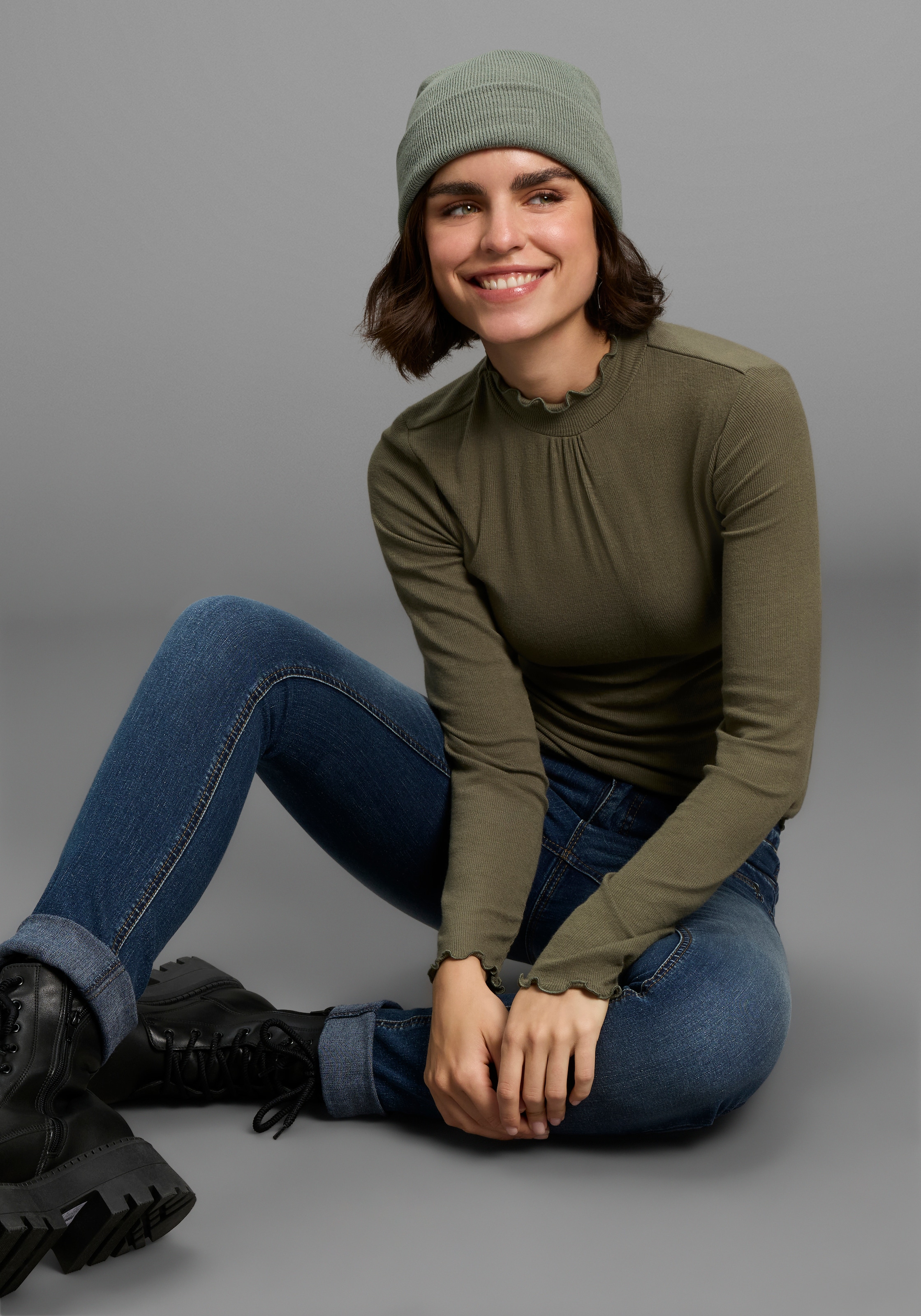 Laura Scott Longsleeve, (Packung, 2 tlg.), gerippt mit Rüschen - NEUE KOLLEKTION