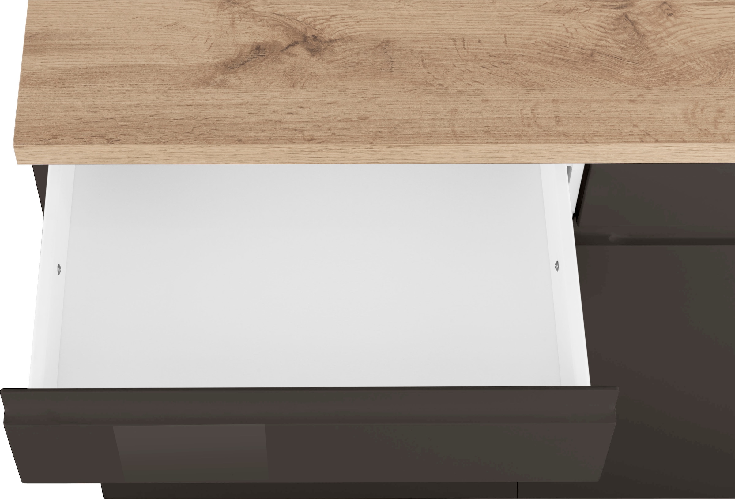 KOCHSTATION Unterschrank »KS-Virginia«, 85 cm hoch, 150 cm breit, 3 Schubladen, 3 Türen, griffloses Design