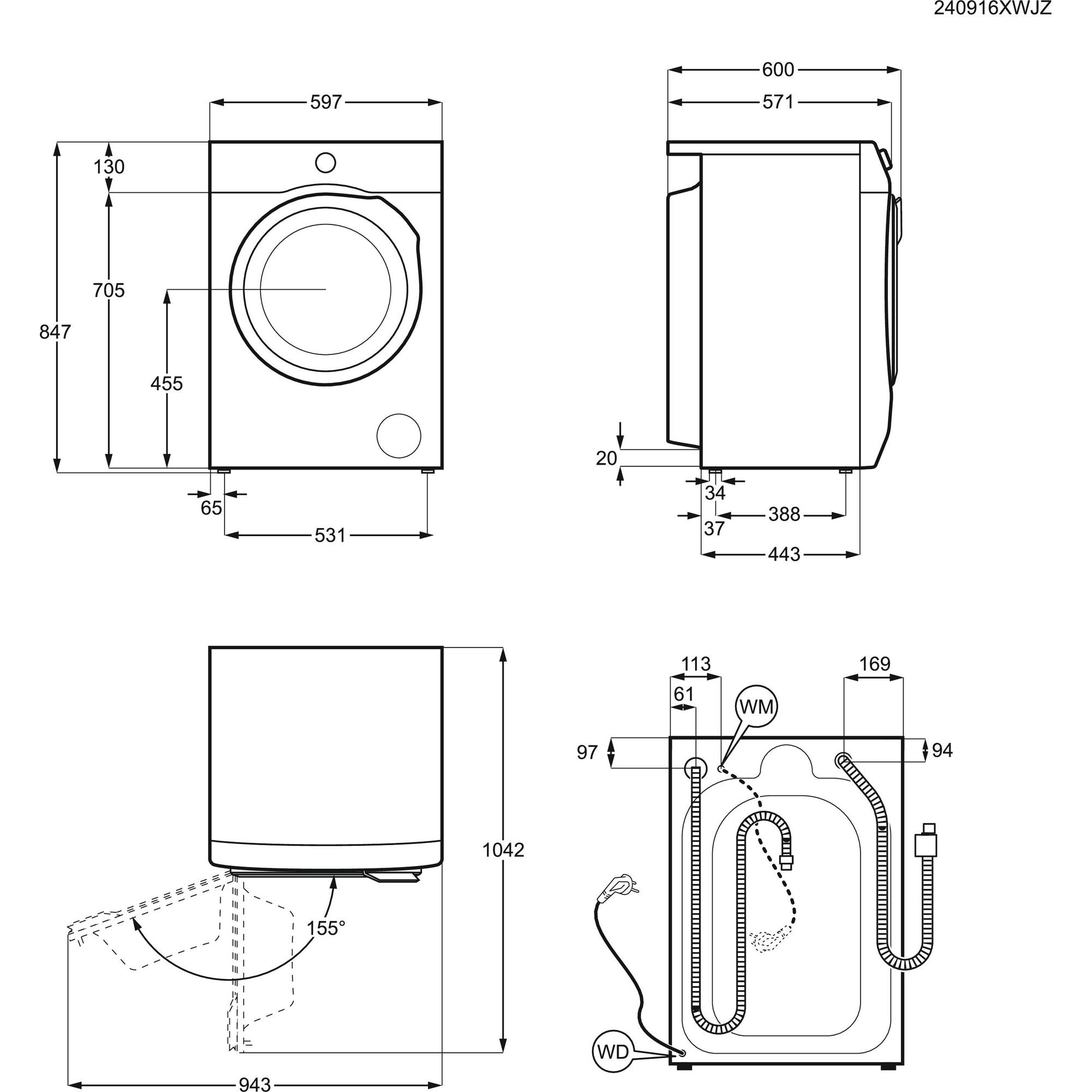 AEG Waschmaschine Serie 7000 »LR7GA70490«, 9 kg, 1400 U/min, ProSense® Mengenautomatik