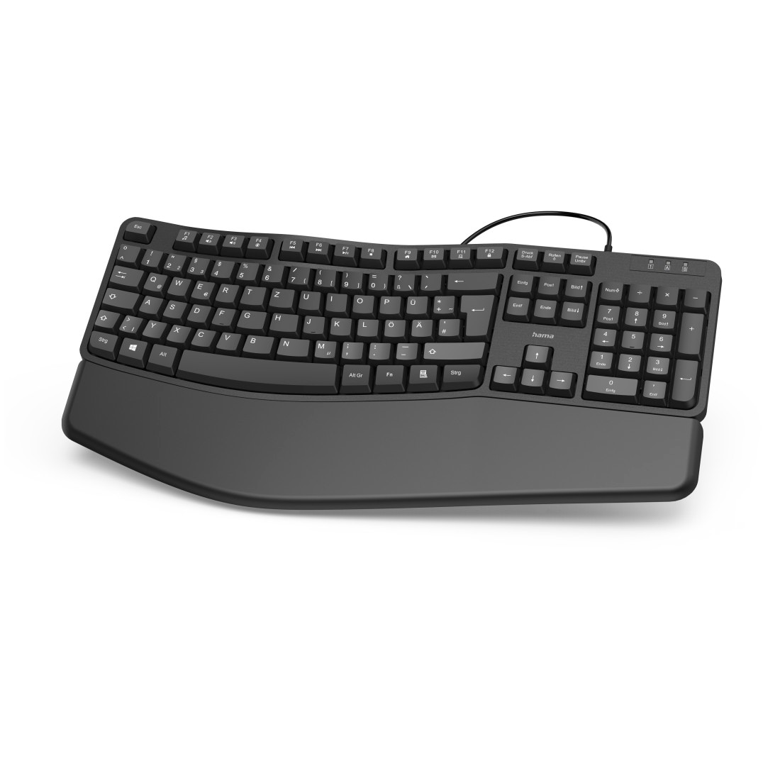 Hama ergonomische im Form-Handgelenkauflage) Tastatur mit (Antirutsch-Füße-ausklappbare jetzt Shop Online Schwarz«, \