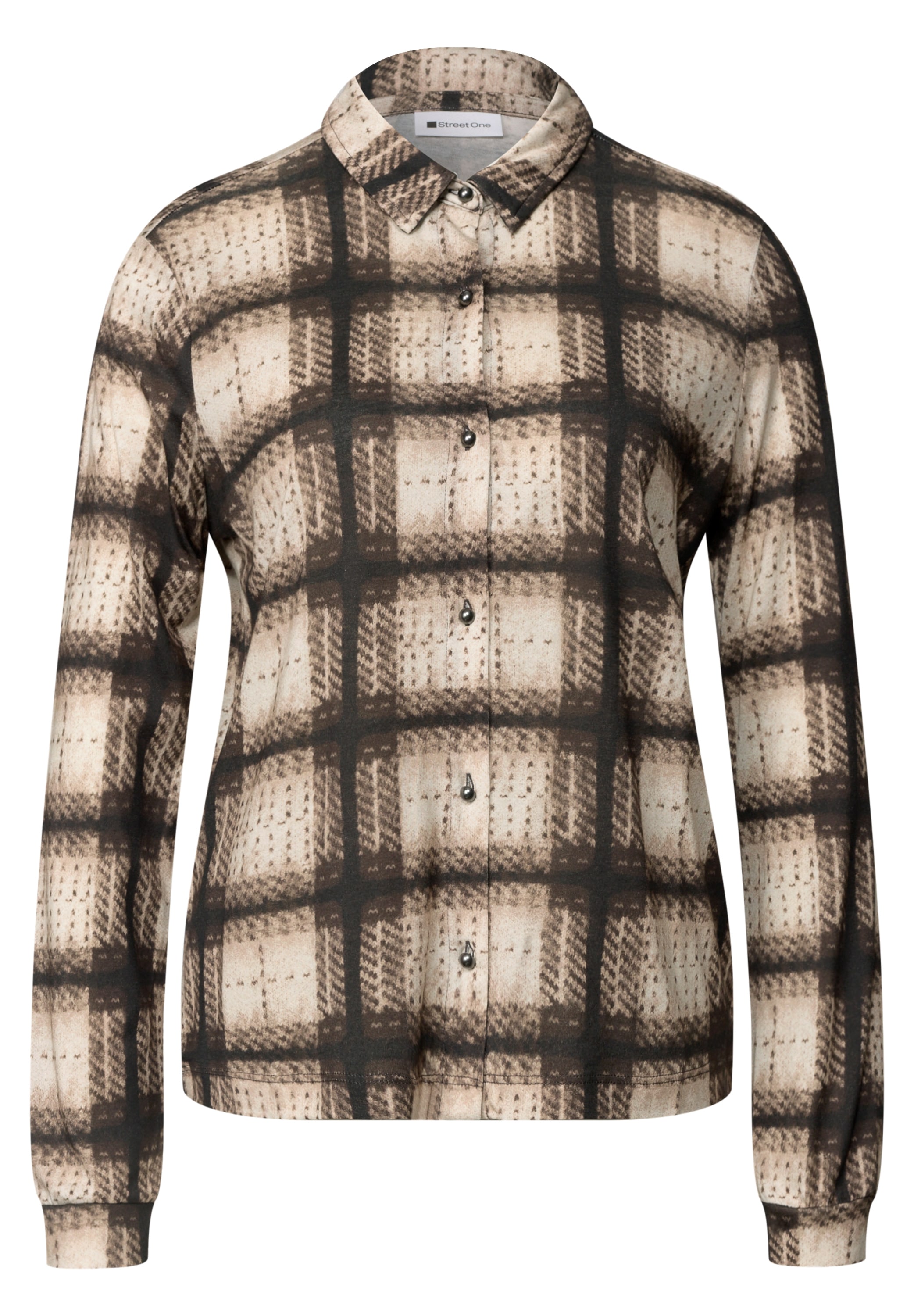STREET ONE Hemdbluse Langarm Jersey Shirt / Hemdbluse gemustert