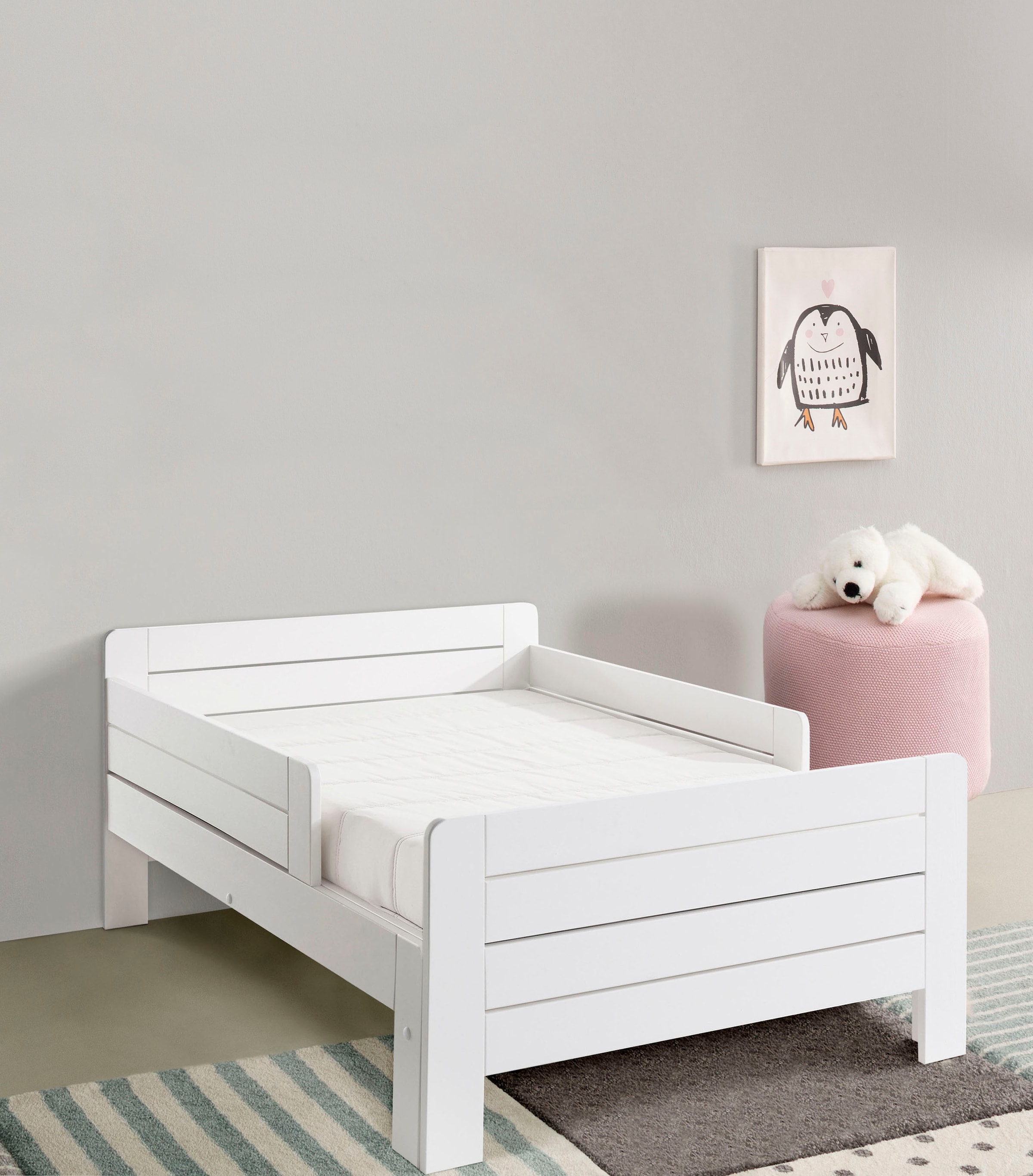 Lüttenhütt Funktionsbett »"LOTTE " Bestseller! Kinderbett«, Mitwachsend/ ausziehbar 140cm-200cm, zertifiziertes Massivholz