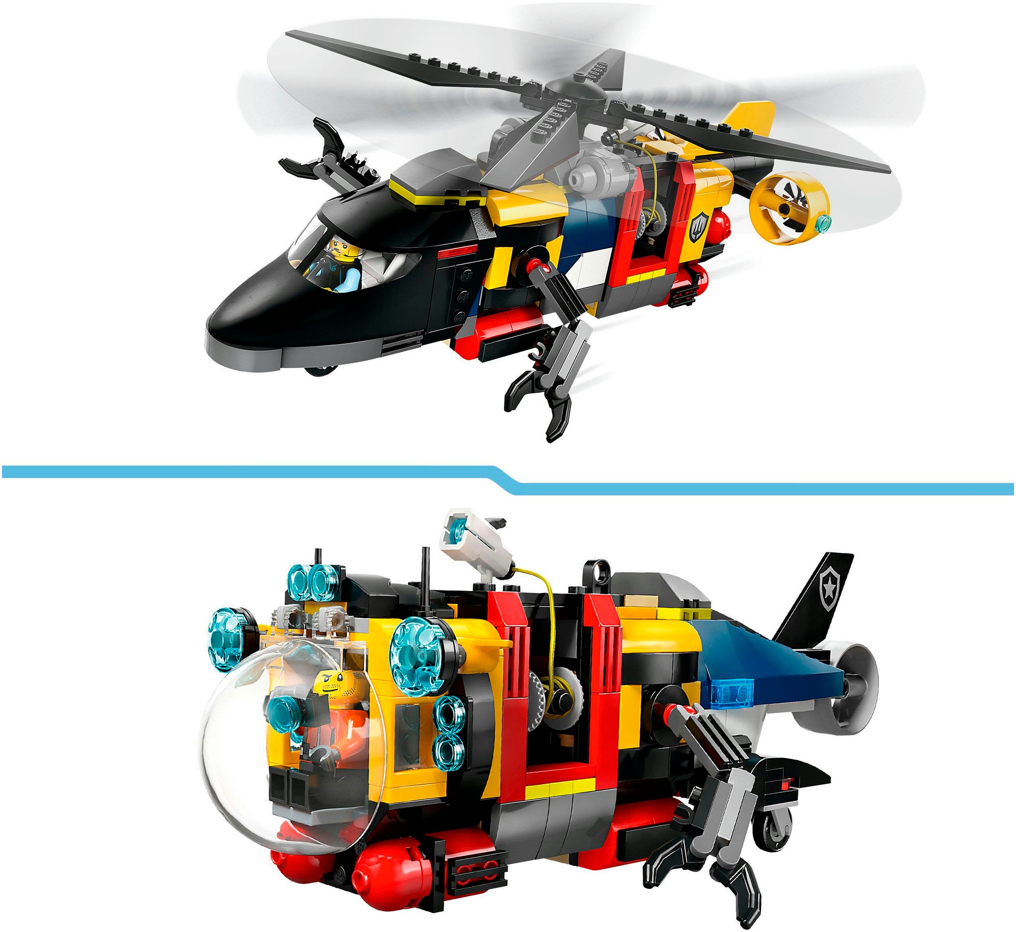 LEGO® Konstruktionsspielsteine »Kombinationsset mit Hubschrauber, Löschauto und U-Boot (60462)«, (874 St.), LEGO City; Made in Europe