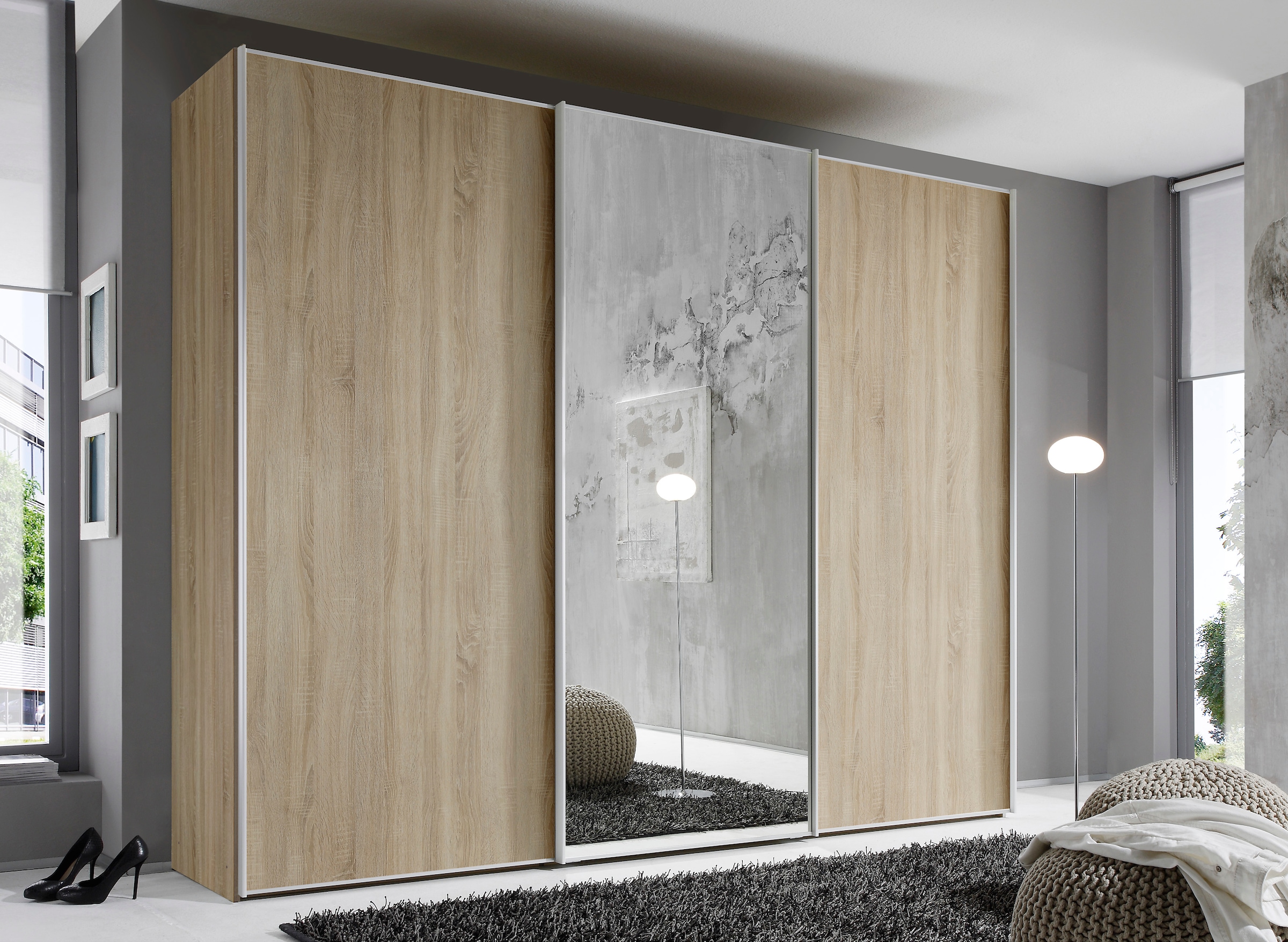 STAUD Schwebetürenschrank »Sinfonie Plus, edles Design in hochwertiger Qualität, Made in Germany«, Mit Spiegeltür und vier verschiedenen Ausstattungsvarianten