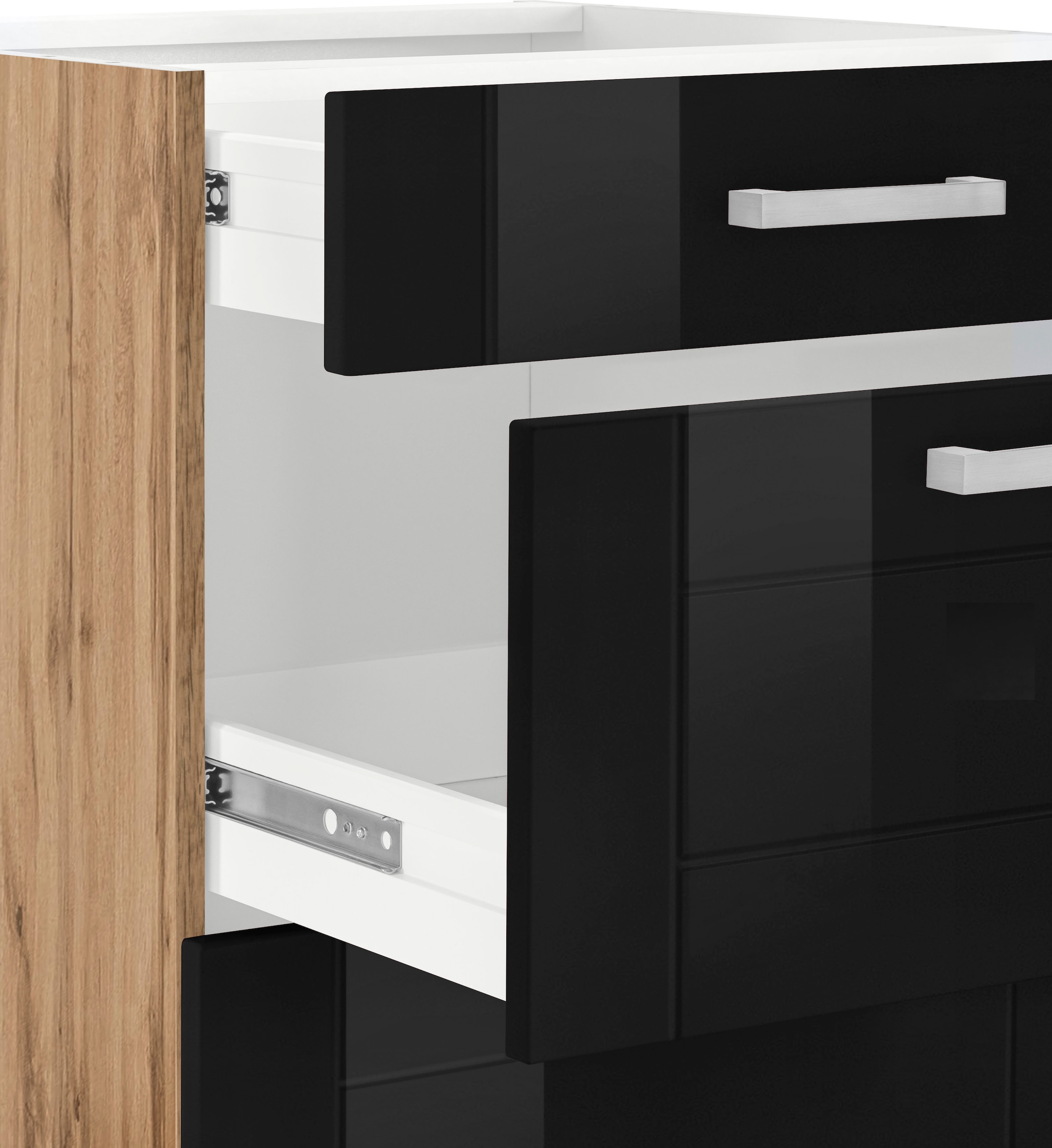 KOCHSTATION Auszugsunterschrank »KS-Tinnum« 60 cm breit, MDF-Fronten, Metallgriff, 1 Schubkasten, 2 Auszüge