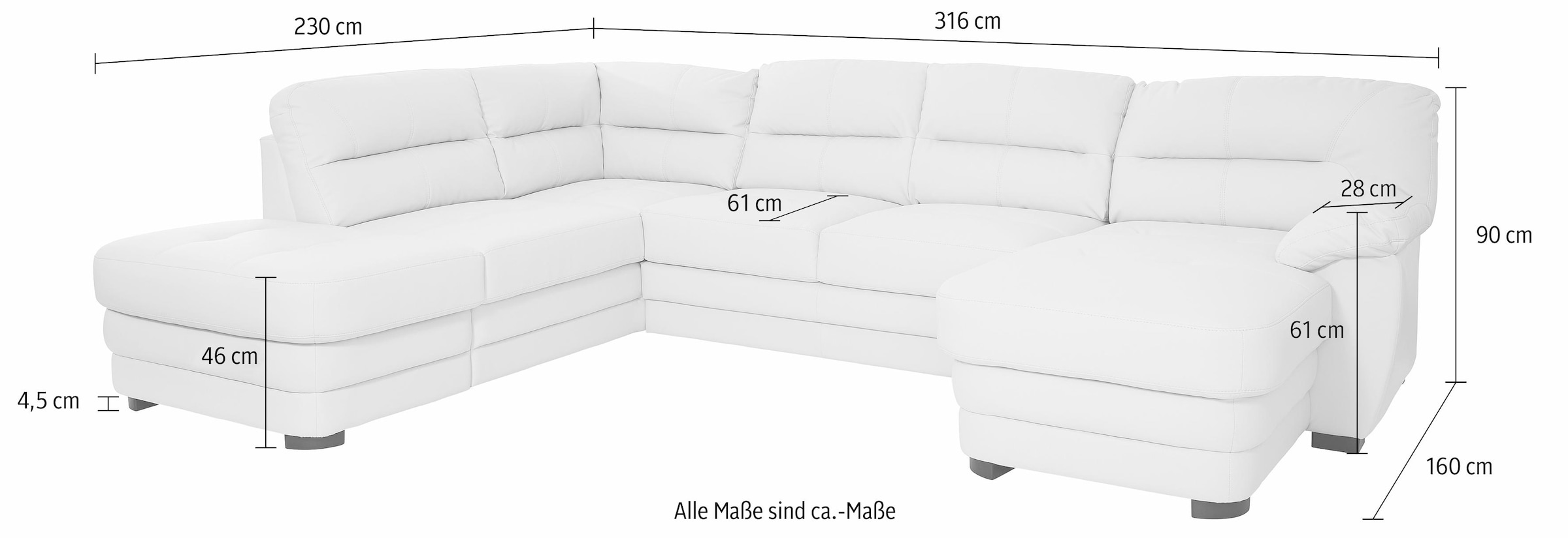 COTTA Wohnlandschaft »Royale U-Form«, wahlweise mit Bettfunktion