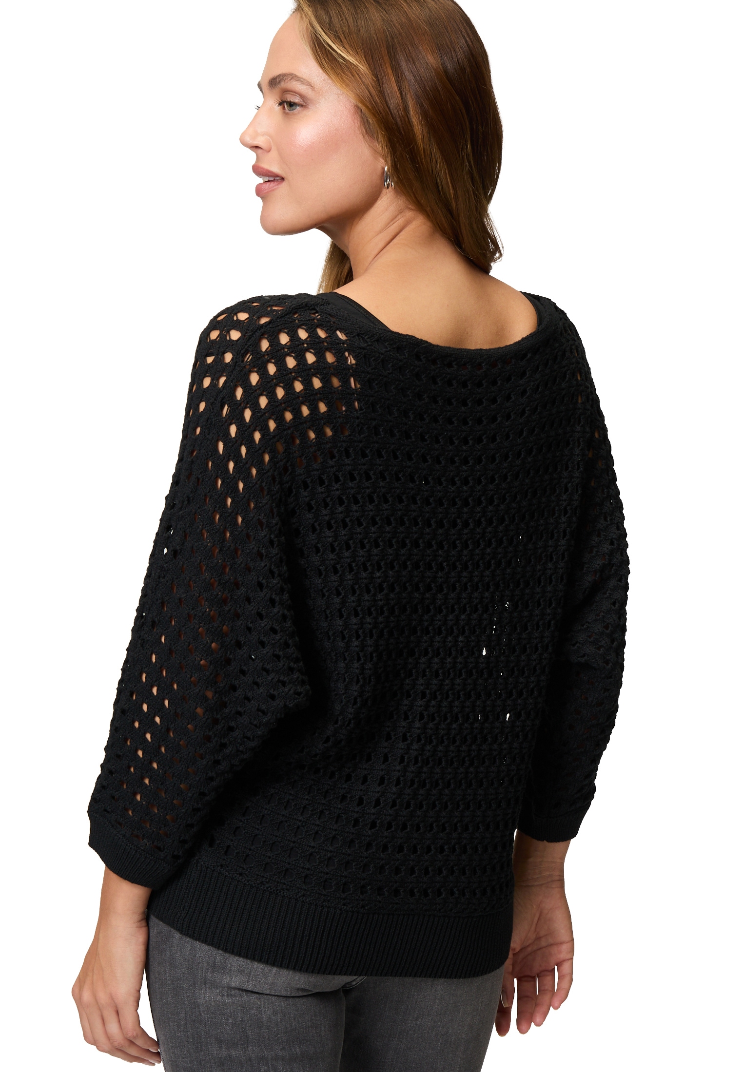 Zero Rundhalspullover »Pullover mit Lochmuster«