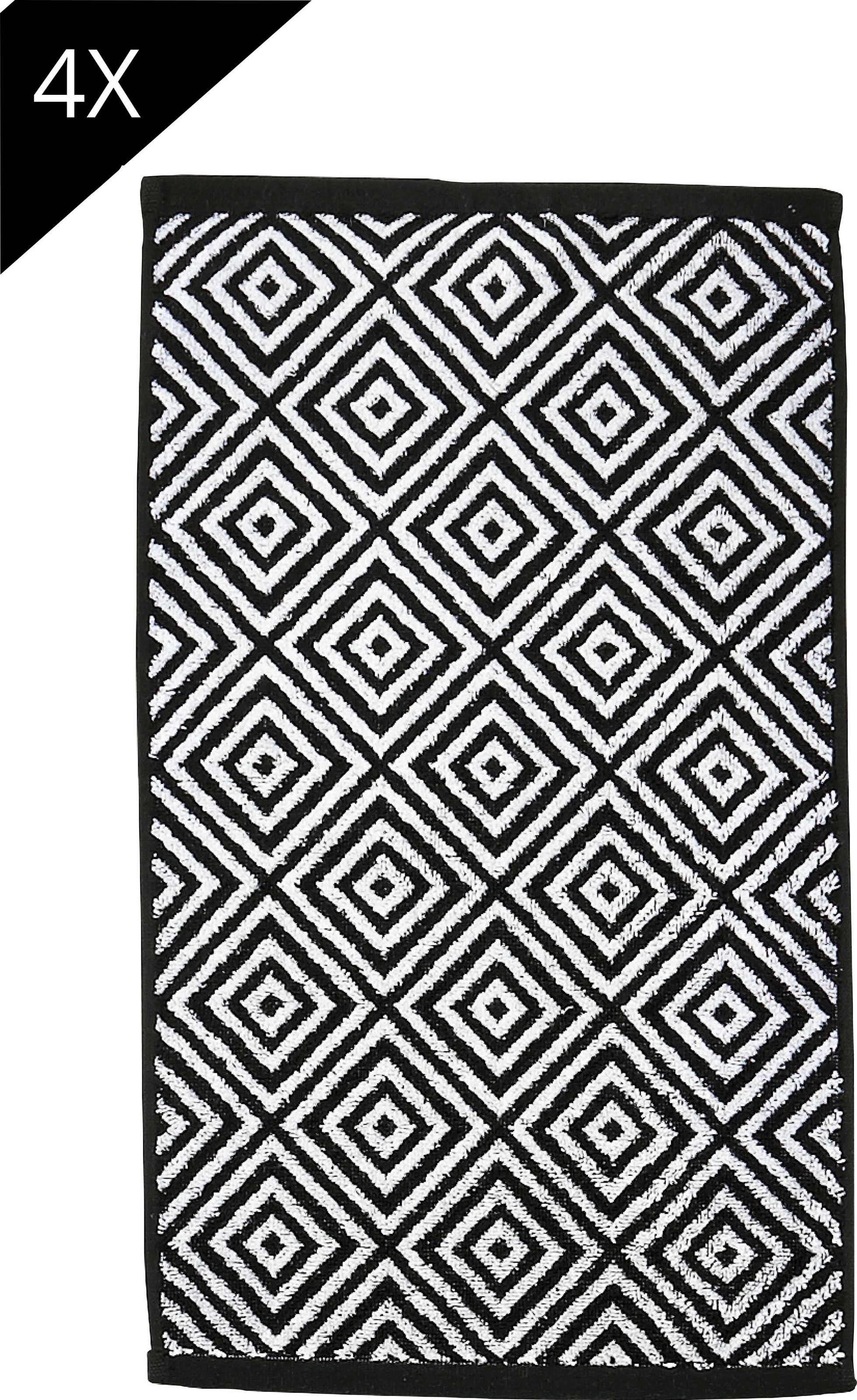 done.® Gästehandtücher »Diamond«, (4 St.), im Set, Jacquardgewebe, modernes Rauten Muster