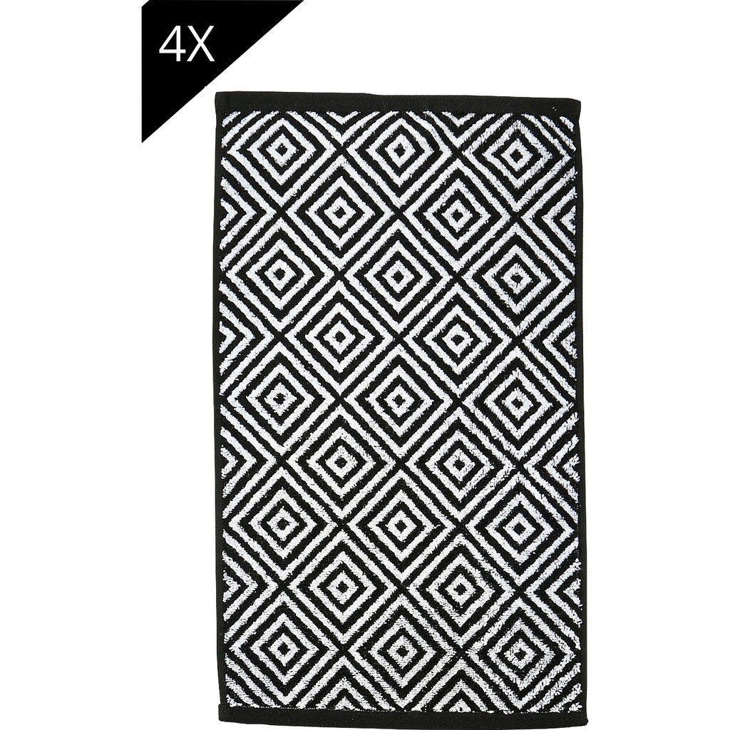 done.® Handtuch Set »Daily Shapes Diamond«, (Set, 4 St., 4 Gästetücher (30x50 cm)