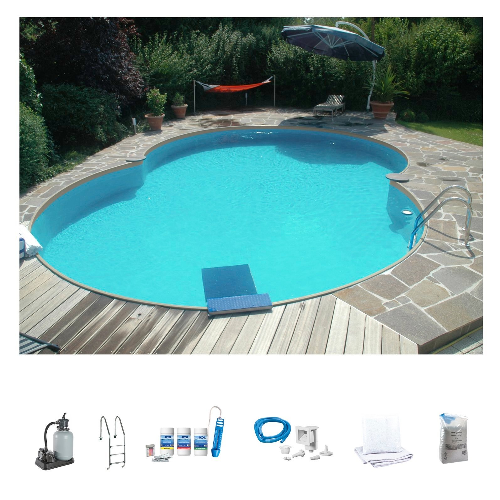 BWT MY POOL Achtformpool, (Set, 7 tlg.), BxLxH: 360x625x150 cm