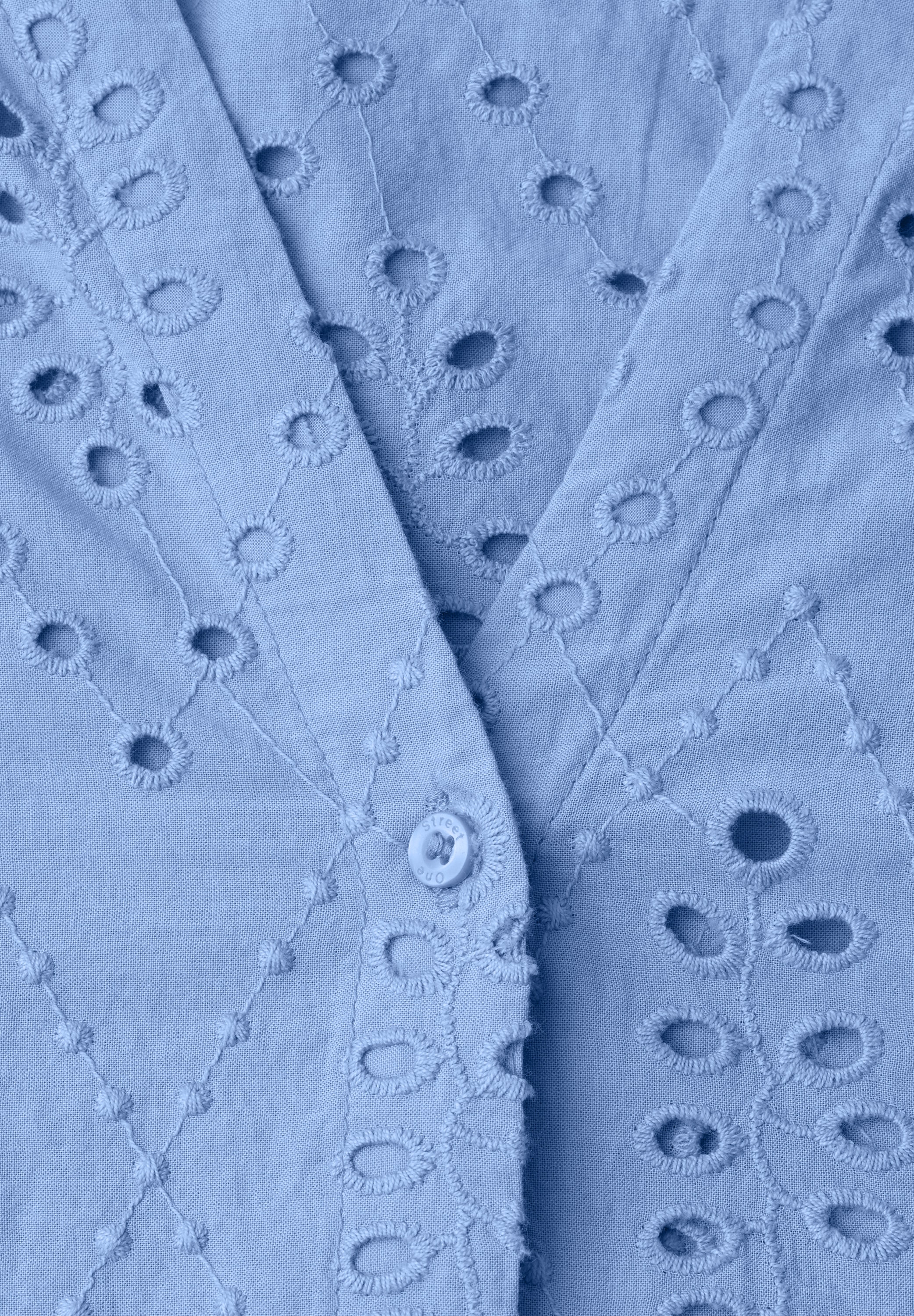 STREET ONE Langarmbluse Sommerbluse mit Split Neck und Rüschen-Details