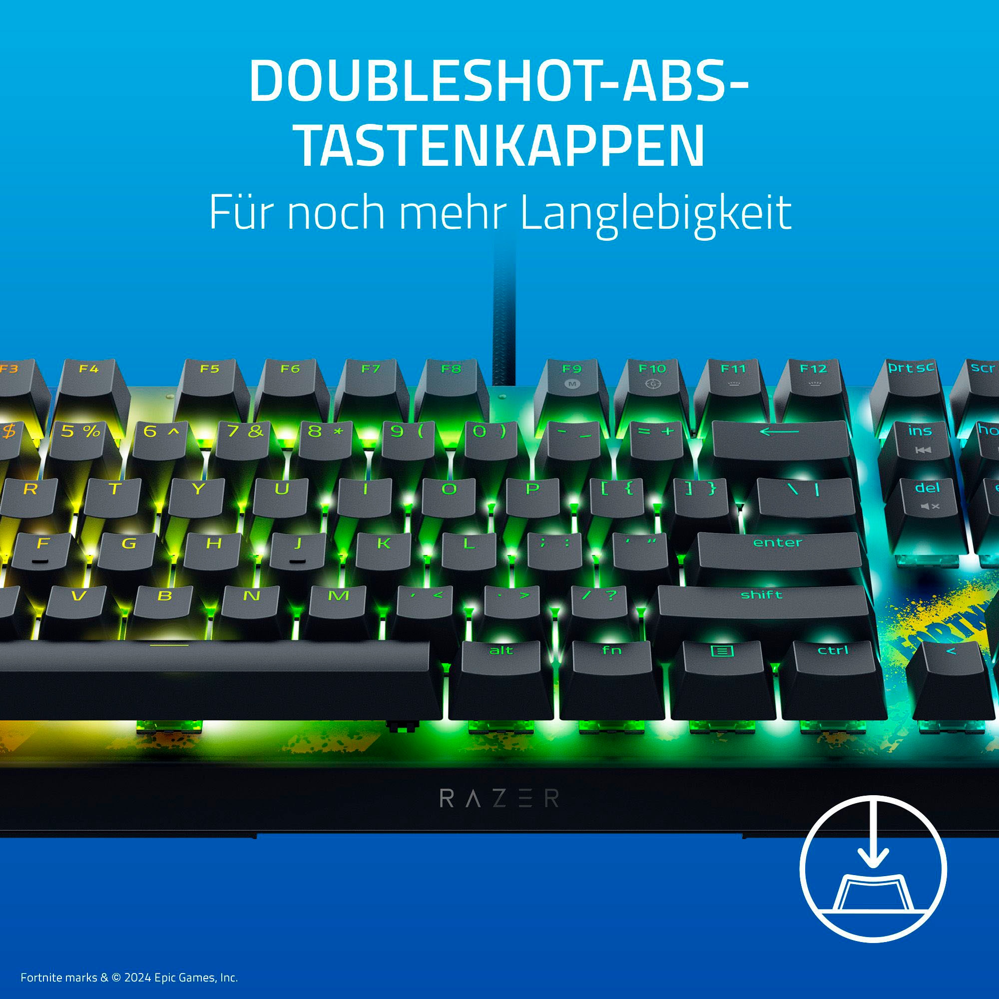 RAZER Gaming-Tastatur »BlackWidow V4 X Fortnite«, (Fn-Tasten-USB-Anschluss-Gaming-Modus-Makrotasten)