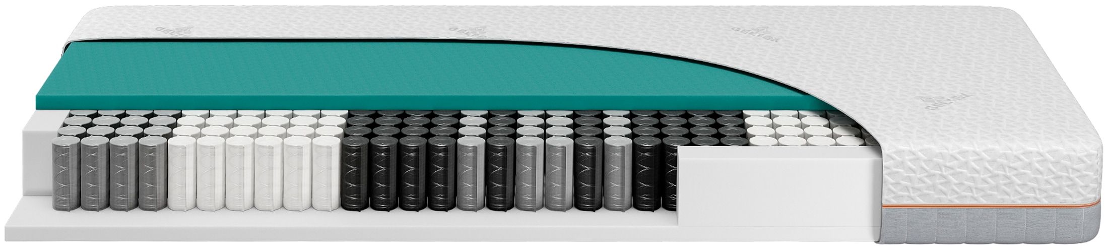 Beka® Taschenfederkernmatratze »Taschenfederkern Matratze GELTEX® Next Horizon TFK 200« 20 cm hoch Raumgewicht: 43 kg/m³ 500 Federn 1 Stk. tlg. 3 cm GELTEX®-Auflage, 20 cm hoch, RG43, H2, H3 & H4, 90x200 cm & mehr