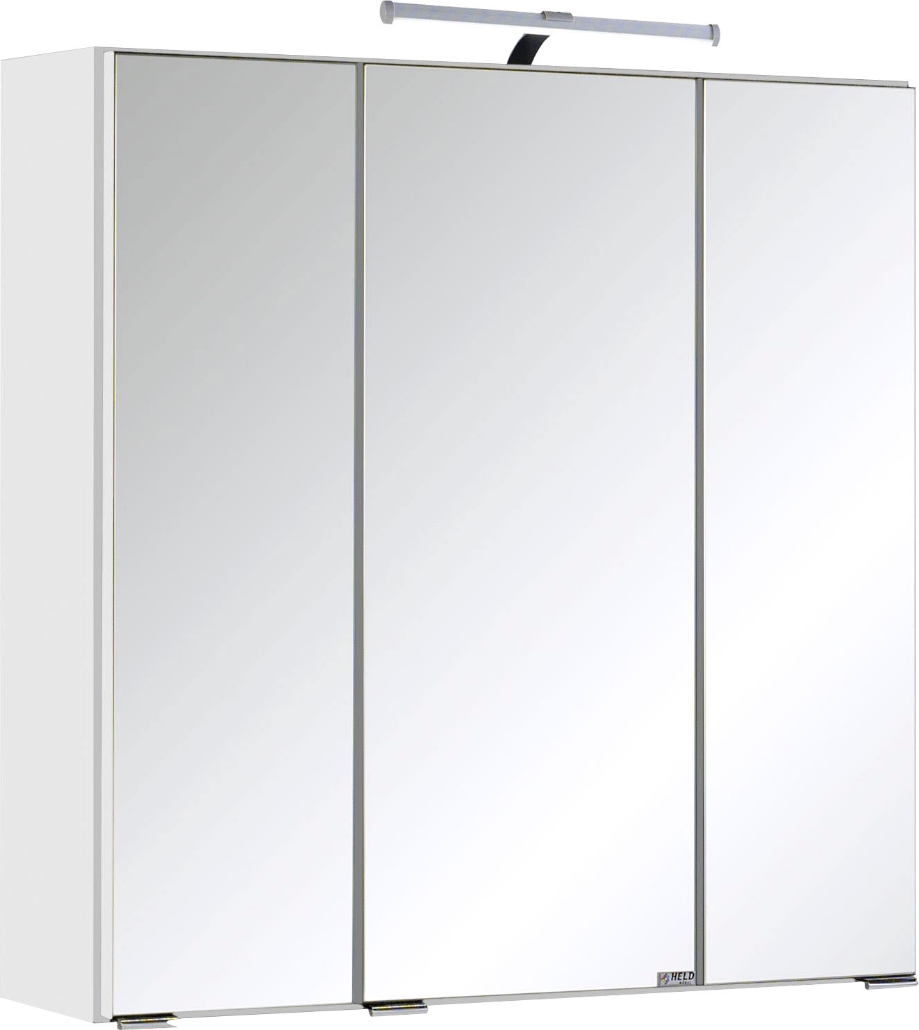 welltime Badmöbel-Set »"Trento", Badezimmer-Set, Hängeschrank, Unterschrank, Midischrank«, (5 St.), Waschbeckenunterschrank, Spiegelschrank inkl. Aufbauleuchte