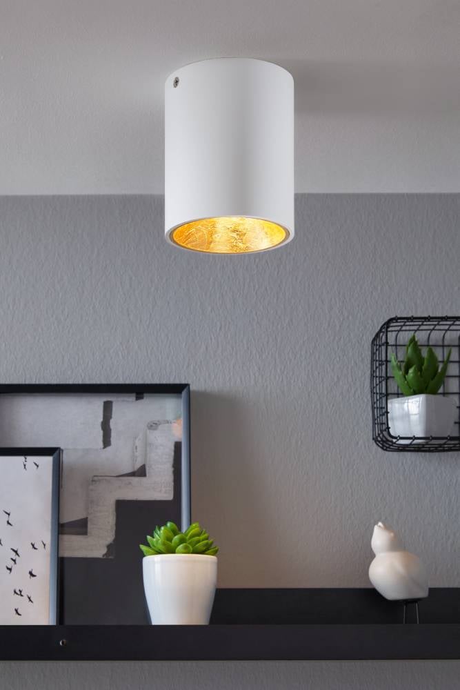 EGLO Deckenleuchte »POLASSO«, 1 flammig, Leuchtmittel LED-Modul | LED wechselbar, Deckenlampe aus Metall in Weiß und Gold, Wohnzimmerlampe, Ø 10 cm