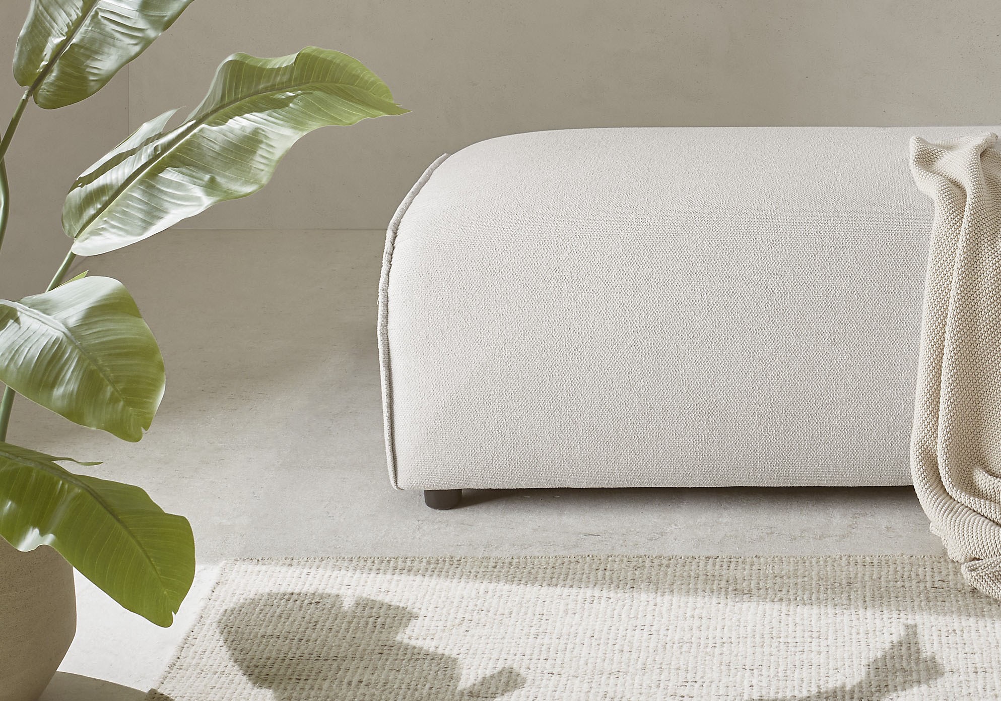 LeGer Home by Lena Gercke Hocker »PIARA, Polsterhocker mit Kedernaht in Cord oder Leinenoptik«, zur Serie PIARA, rechteckig, schwarze Füße, bequemer Sitzkomfort
